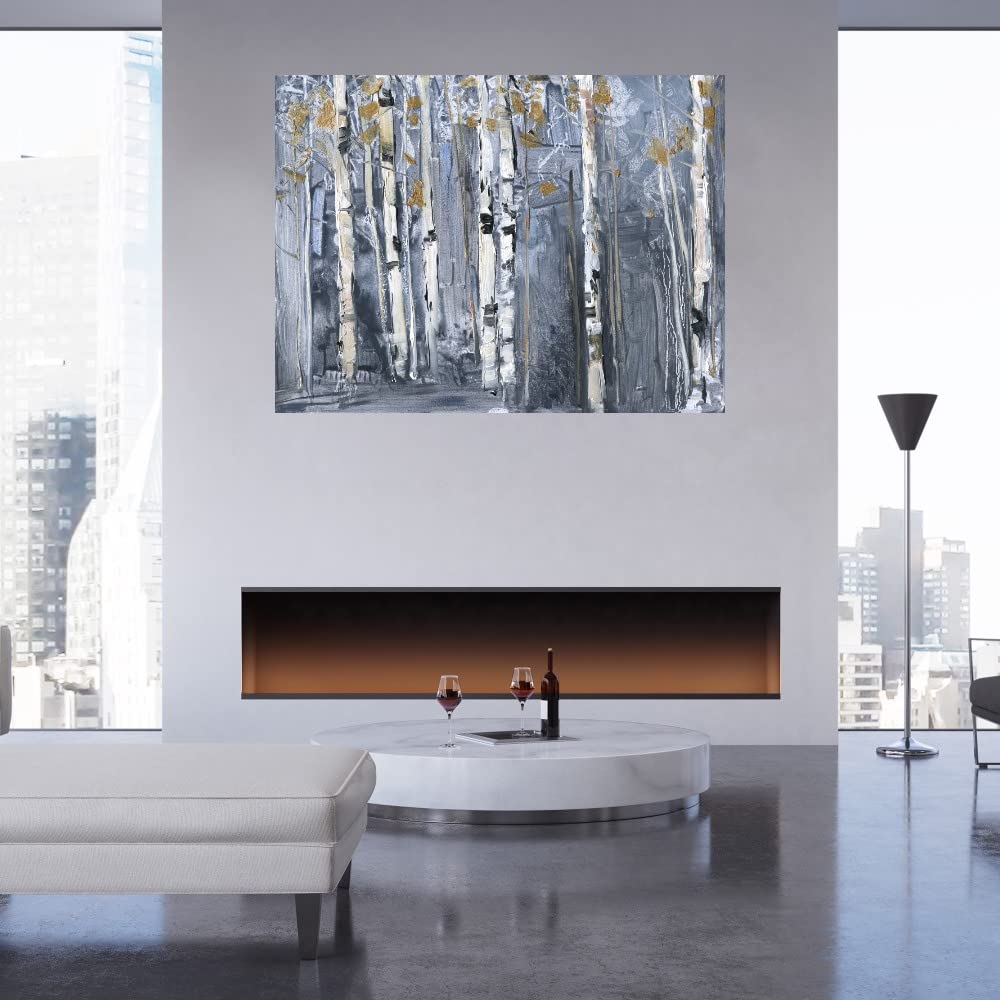 Modern Birch Canvas Wall Art by Sally Swatland - Hand Painted Fine Art Print for Living Room, Bedroom, Office & More - 43x32 Inches - Ready to Hang - Perfect for Home Decor, Gifts & Interior Design