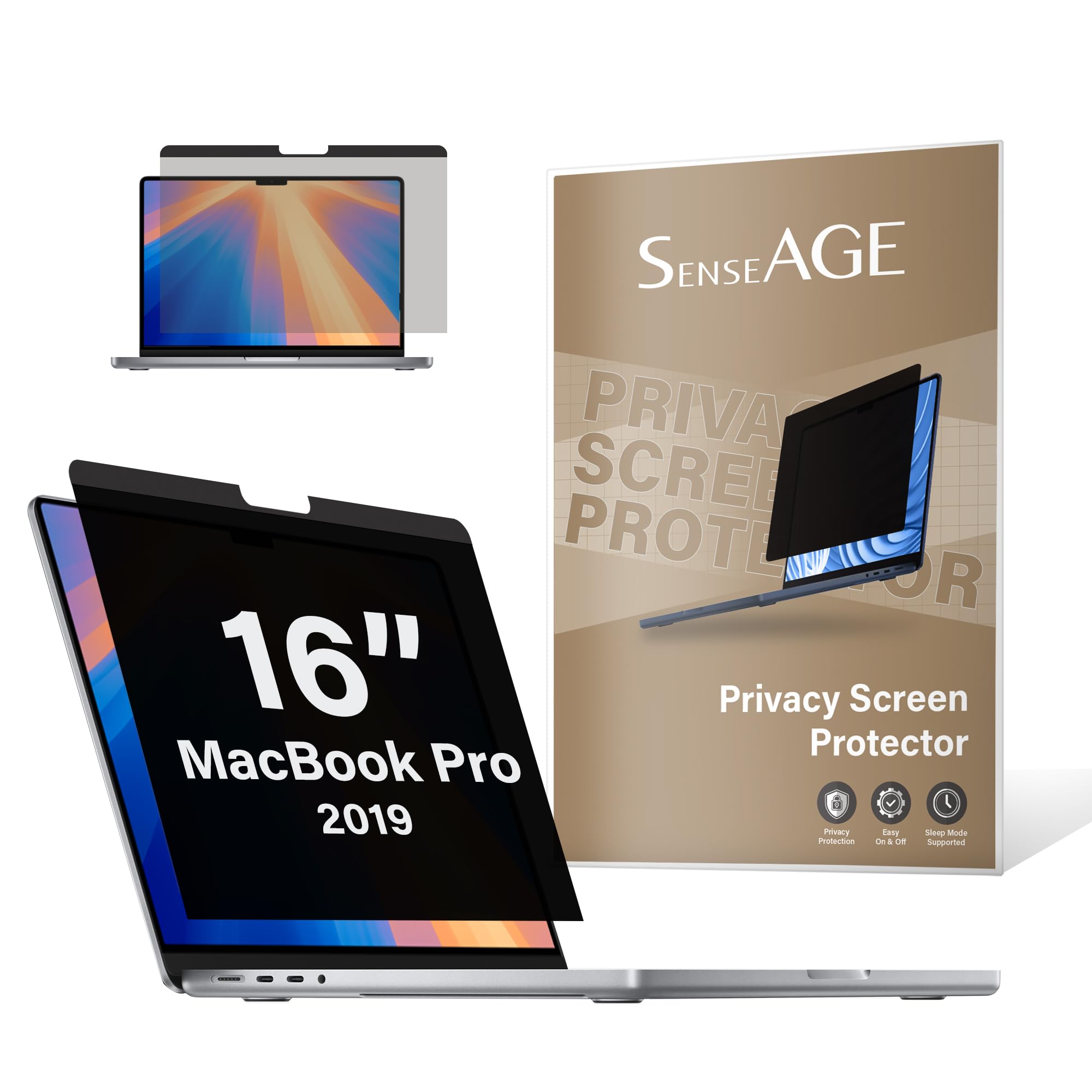 SenseAGE Magnetic Privacy Screen Filter for MacBook Pro 16 Inch (2019) - Anti-Blue Light, Anti-Spy, Easy On/Off Screen Protector - Perfect for Office, Travel & Public Use