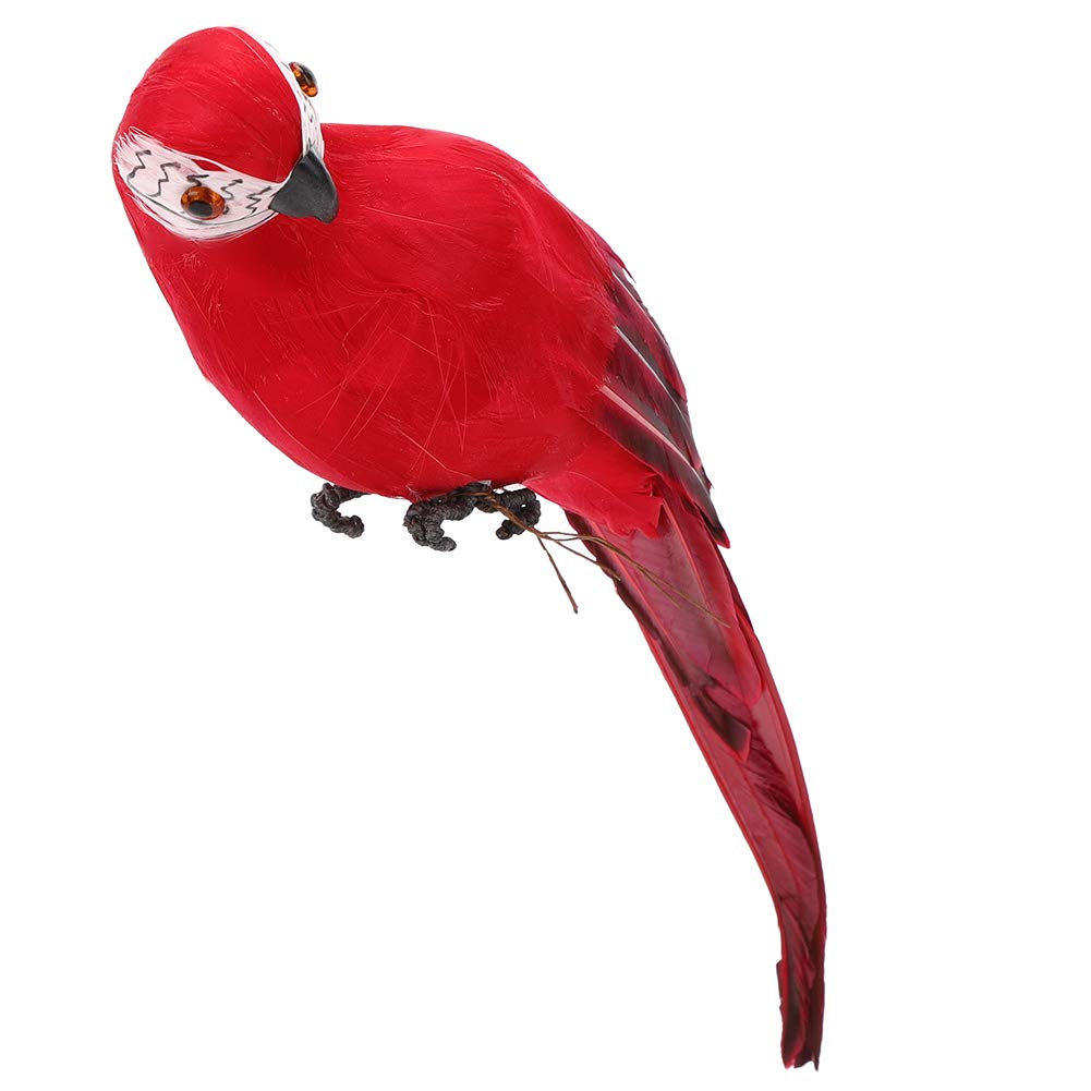 Watris Veiyi Realistic Garden Parrot Statue - Lifelike Artificial Bird Figurine for Outdoor & Indoor Decor - Perfect for Patio, Lawn, Yard, Home, and Living Room Decoration (Red)