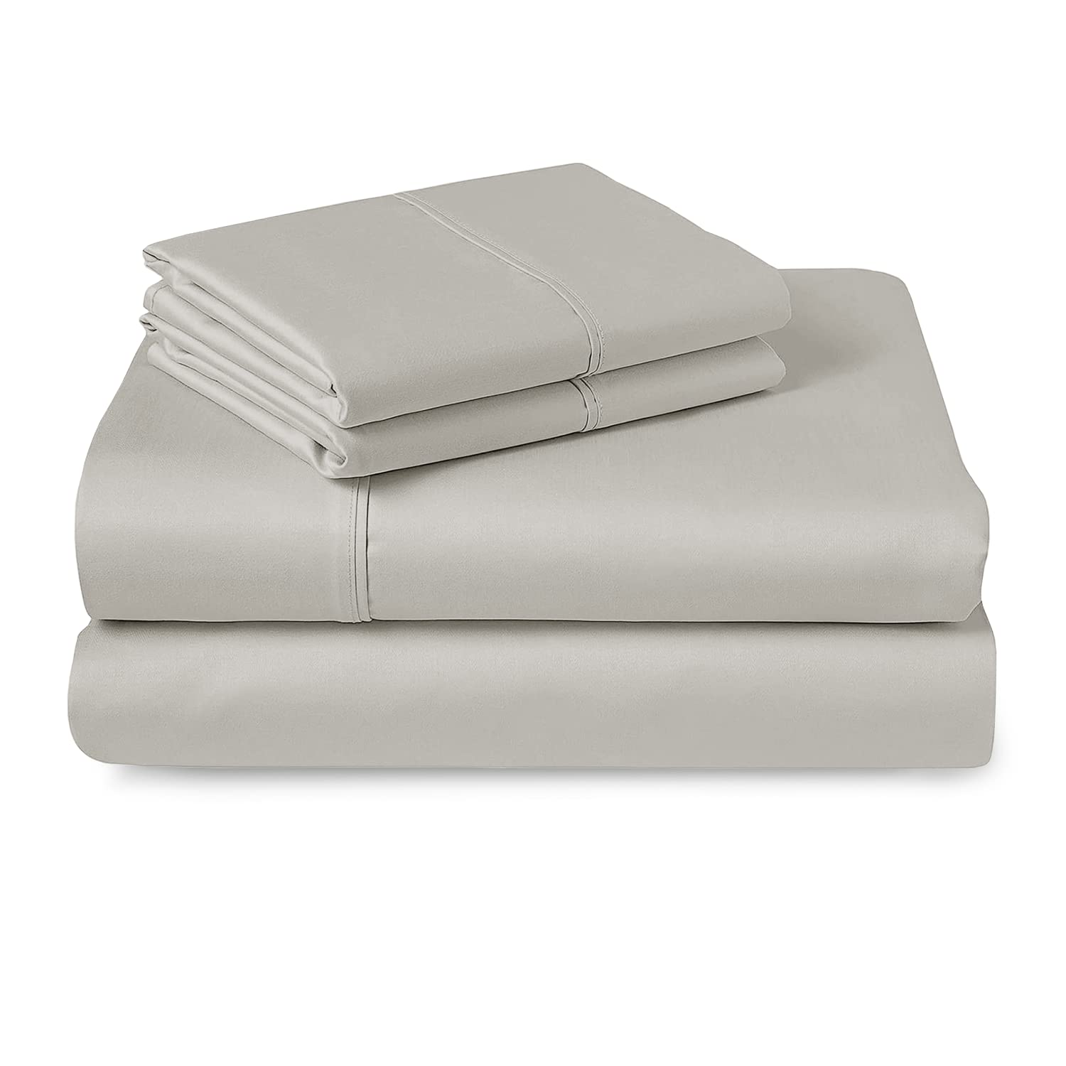 Luxury 400 Thread Count 6-Piece King Size Bed Sheet Set - 100% Long Staple Cotton, Breathable Sateen Weave, Includes 4 Pillowcases (Ash Grey) - Perfect for Master Bedroom, Guest Room & Hotel Style Comfort