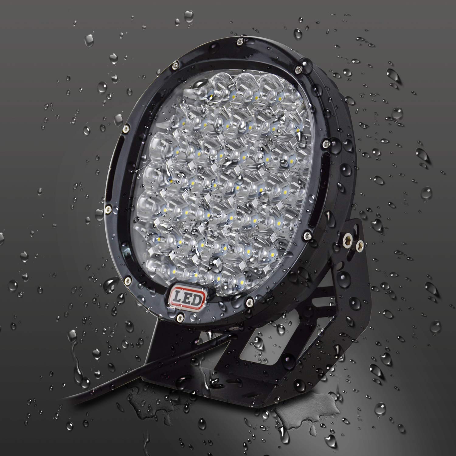 AUXTINGS 96W 9-Inch Round LED Work Light Bar - Black Spot Off-Road Fog Driving Lights for SUV, Jeep, Truck, Boat - Roof, Bumper, or Grill Mount - Perfect for Night Driving, Camping & Off-Road Adventures