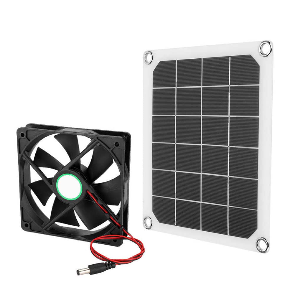 6V 10W Solar Powered Exhaust Fan - Waterproof Greenhouse Ventilation System | Portable Solar Panel Ventilator for RV Cooling, Pet Houses, Chicken Coops & Outdoor Use