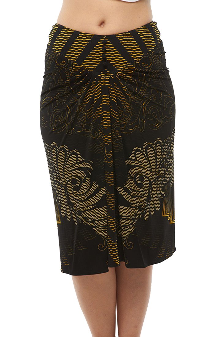 Roberto Cavalli Black & Gold Print Skirt for Women | Elegant Designer Skirt for Parties, Night Out & Special Occasions