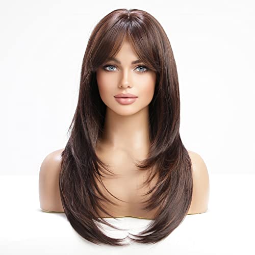 Stylish Synthetic Layered Hair with Highlighted Bangs - Perfect for Cosplay, Costume Parties & Everyday Fashion