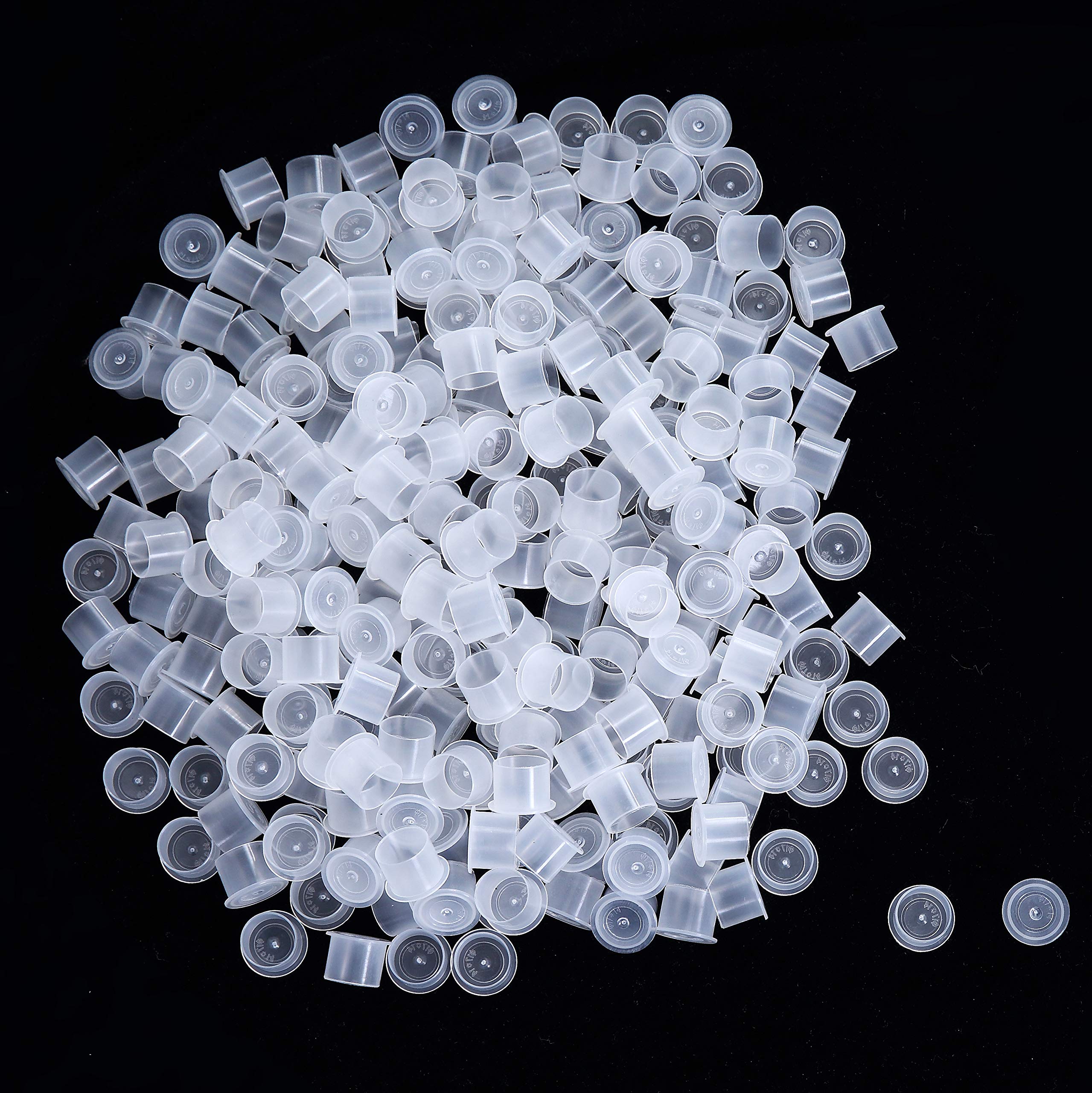500pcs Disposable White Plastic Tattoo Ink Caps - 17mm Large Microblading Pigment Cups with Base for Professional Tattoo Artists | Ideal for Tattooing, Permanent Makeup & Cosmetic Procedures