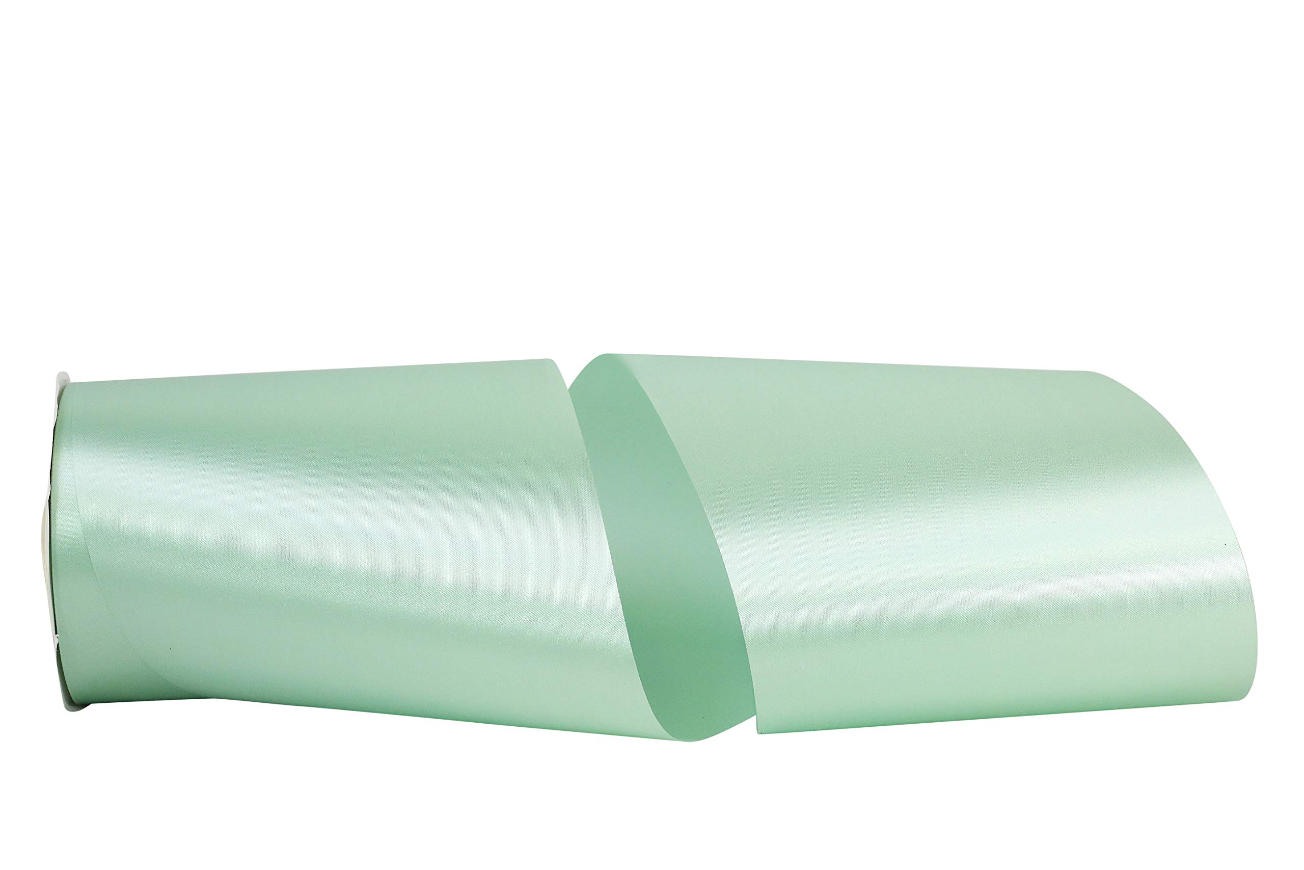 Reliant Ribbon Single Face Satin Allure SFS Ribbon - 6 Inch x 50 Yards, Aqua Blue - Perfect for Gift Wrapping, Wedding Decorations & Craft Projects