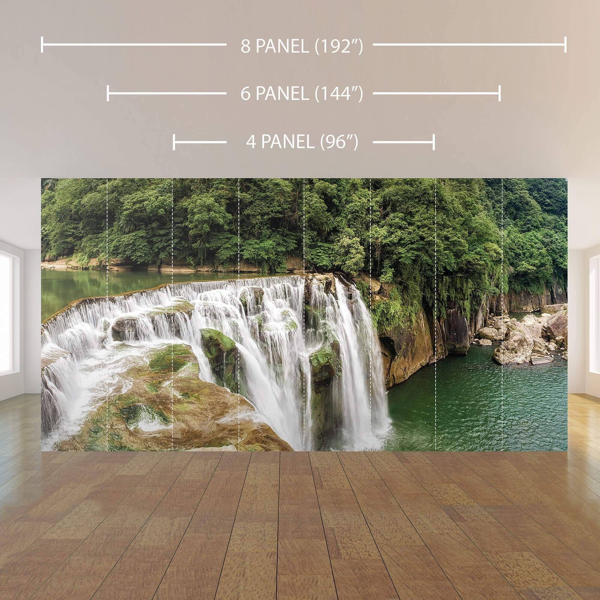 Green Brown Waterfall Landscape Peel and Stick Removable Wall Mural - Self-Adhesive Nature Wallpaper for Home & Office Decor (3960)