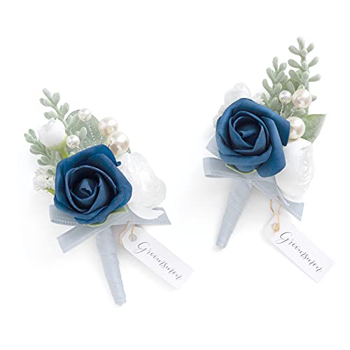 Blu-navy & White Ranunculus