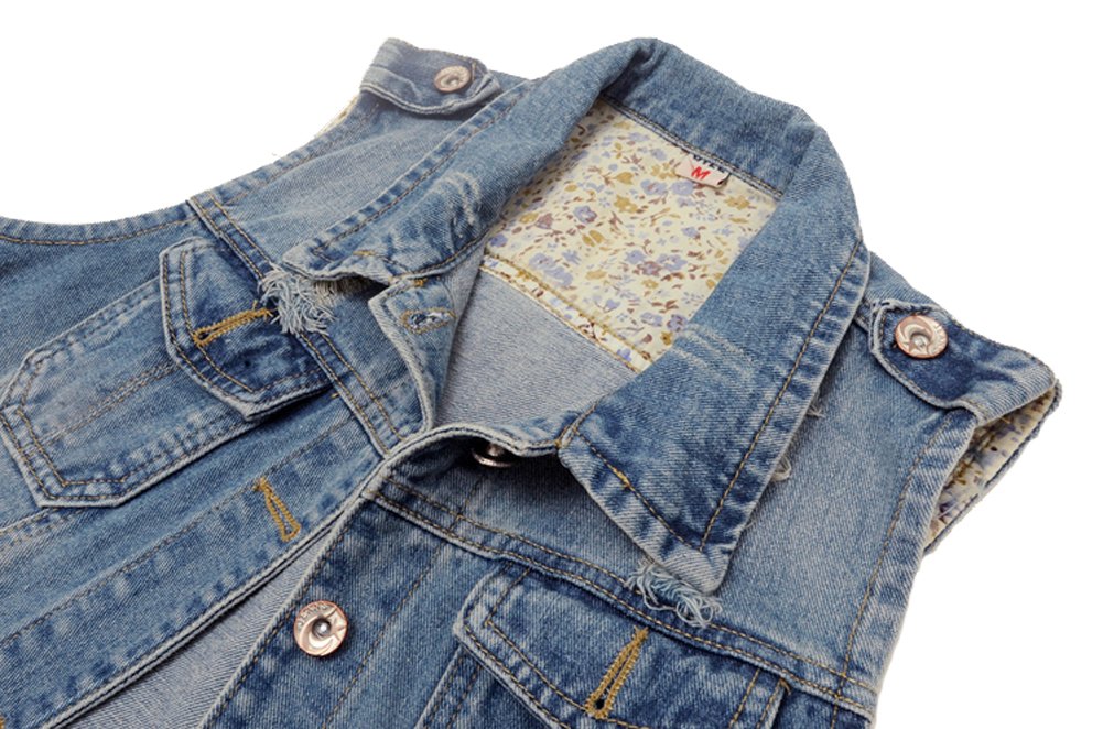 Kedera Women's Denim Vest - Classic Cropped Button Up Jean Jacket with Distressed Detail | Sleeveless Denim Jacket for Juniors | Perfect for Layering, Casual Outfits & Summer Fashion