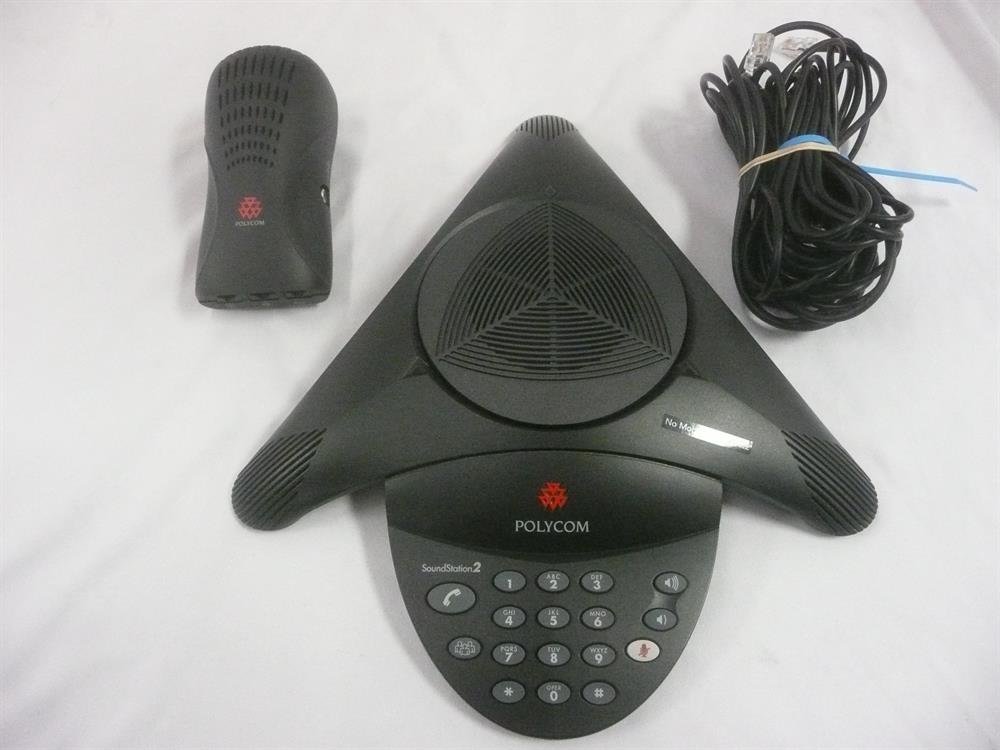 Polycom SoundStation 2 Non-Expandable Conference Phone 2201-15100-601 - Premium Business VoIP Speakerphone for Office Meetings & Conference Calls