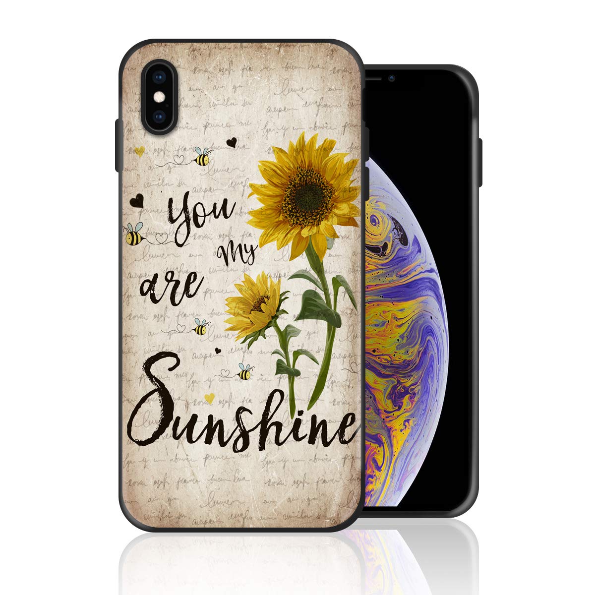 Sunflower Phone Case for iPhone 8 Plus & iPhone 7 Plus - Shockproof Silicone Cover with Vintage Bee Design | Anti-Scratch, Drop Protection | Perfect Gift for Nature Lovers, Farmhouse Decor & Everyday Use