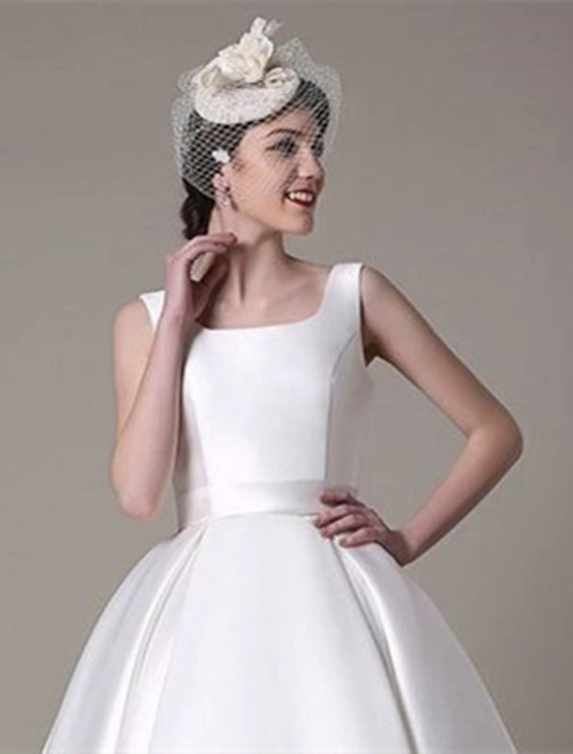 Elegant A-Line Cocktail Dress for Wedding Guest, Party & Special Occasions - Knee Length Sleeveless Square Neck Satin Dress with Pleats | Perfect for Evening Events, Bridal Showers & Formal Gatherings