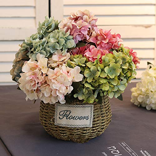 6-Pack Artificial Silk Hydrangea Flowers - Gray Blue Dried Tea Bouquet for Wedding, Christmas & Home Decor | Fake Plants for Centerpieces, Bridal Bouquets & Seasonal Decoration