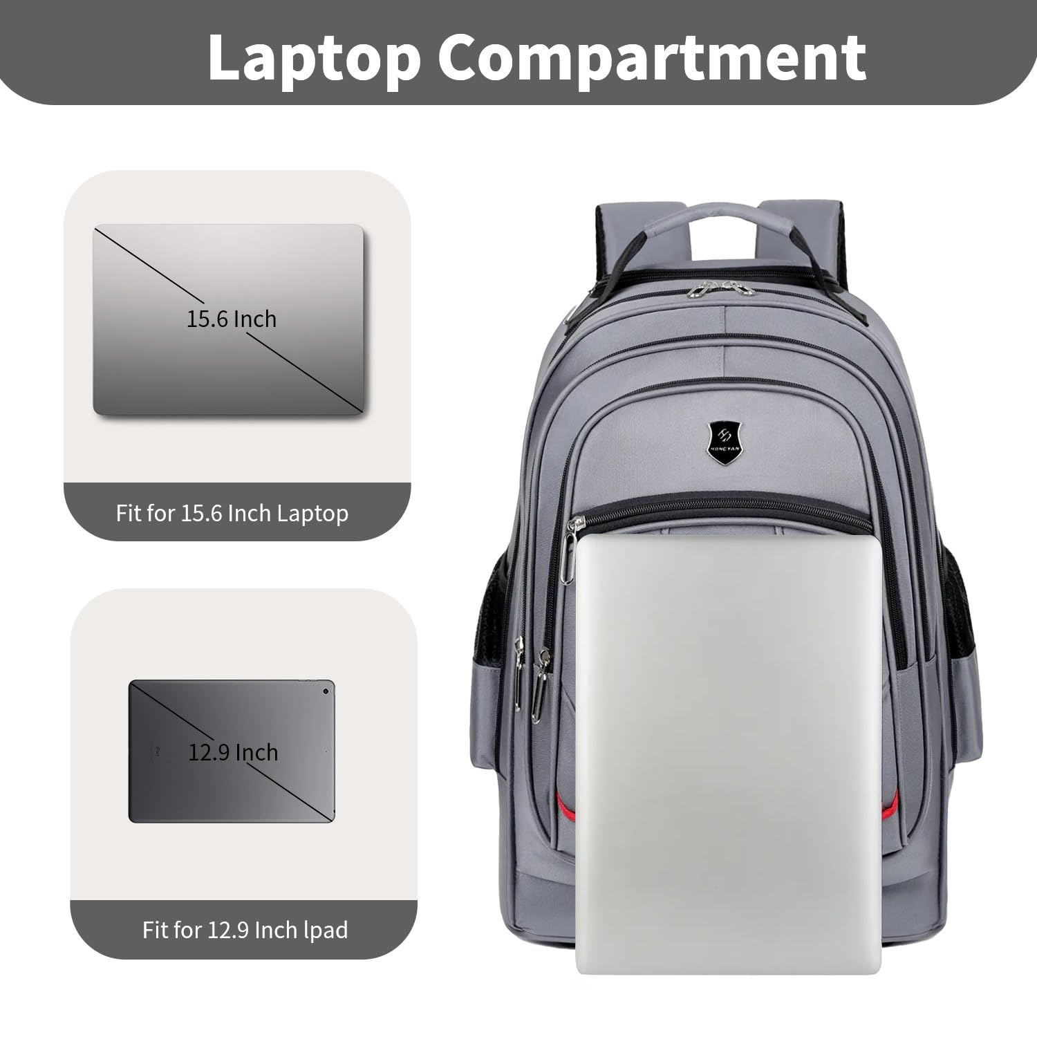Rolling Backpack with Wheels for Women & Men - 19.68 Inch Wheeled Laptop Backpack for Travel, Work & Business (Grey) - Perfect Carry-On for Airplanes, Commuting & College Campus