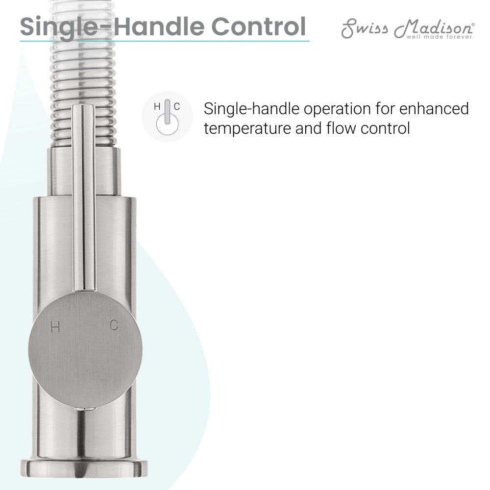 Brushed Nickel Single Handle Pull Down Kitchen Faucet - Modern High Arc Sprayer for Sink, Dishwashing & Food Prep | Durable & Easy Install