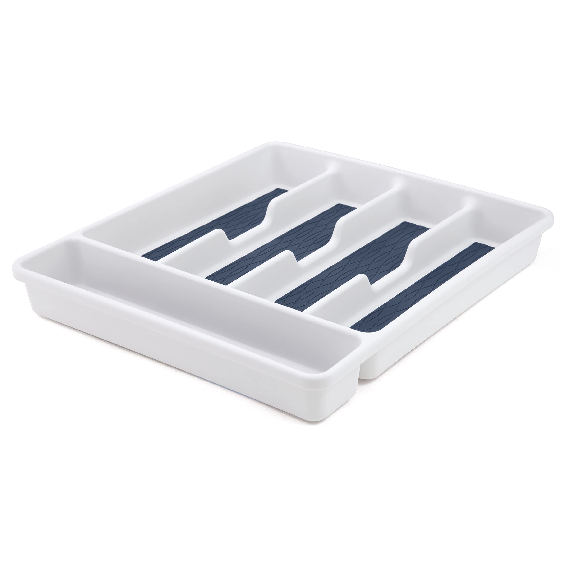 Copco Basics 5 Compartment Drawer Organizer - Steel Blue | Space Saving Storage Solution for Kitchen, Office & Bathroom Organization
