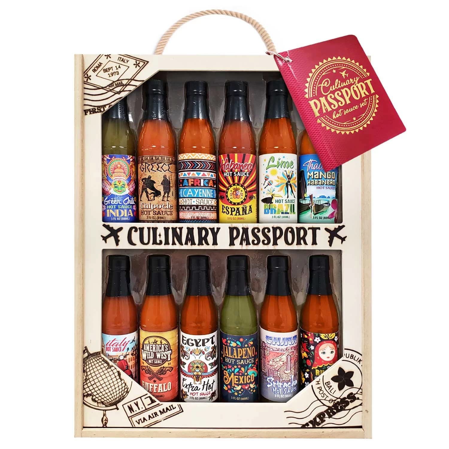 Hot Sauce Variety Pack - Culinary Passport Collection (12 Bottles, 36oz Total) | Gourmet Spicy Sauces for Tacos, Wings & BBQ | Perfect for Home Cooking & Gifts