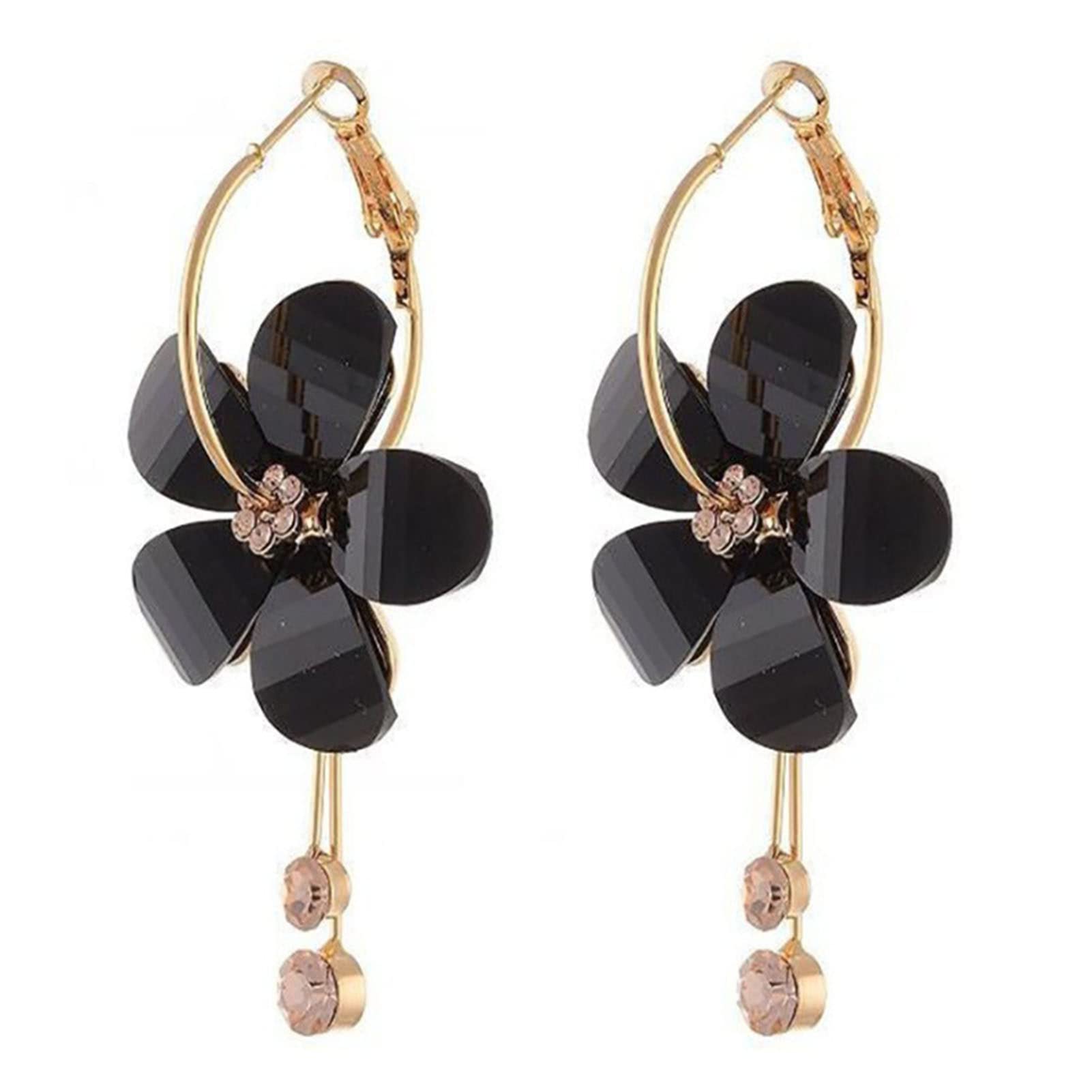 Mosichi Floral Rhinestone Dangle Earrings for Women - Elegant Drop Earrings with Smooth Finish, Perfect Gift for Her | Ideal for Parties, Weddings, and Everyday Wear