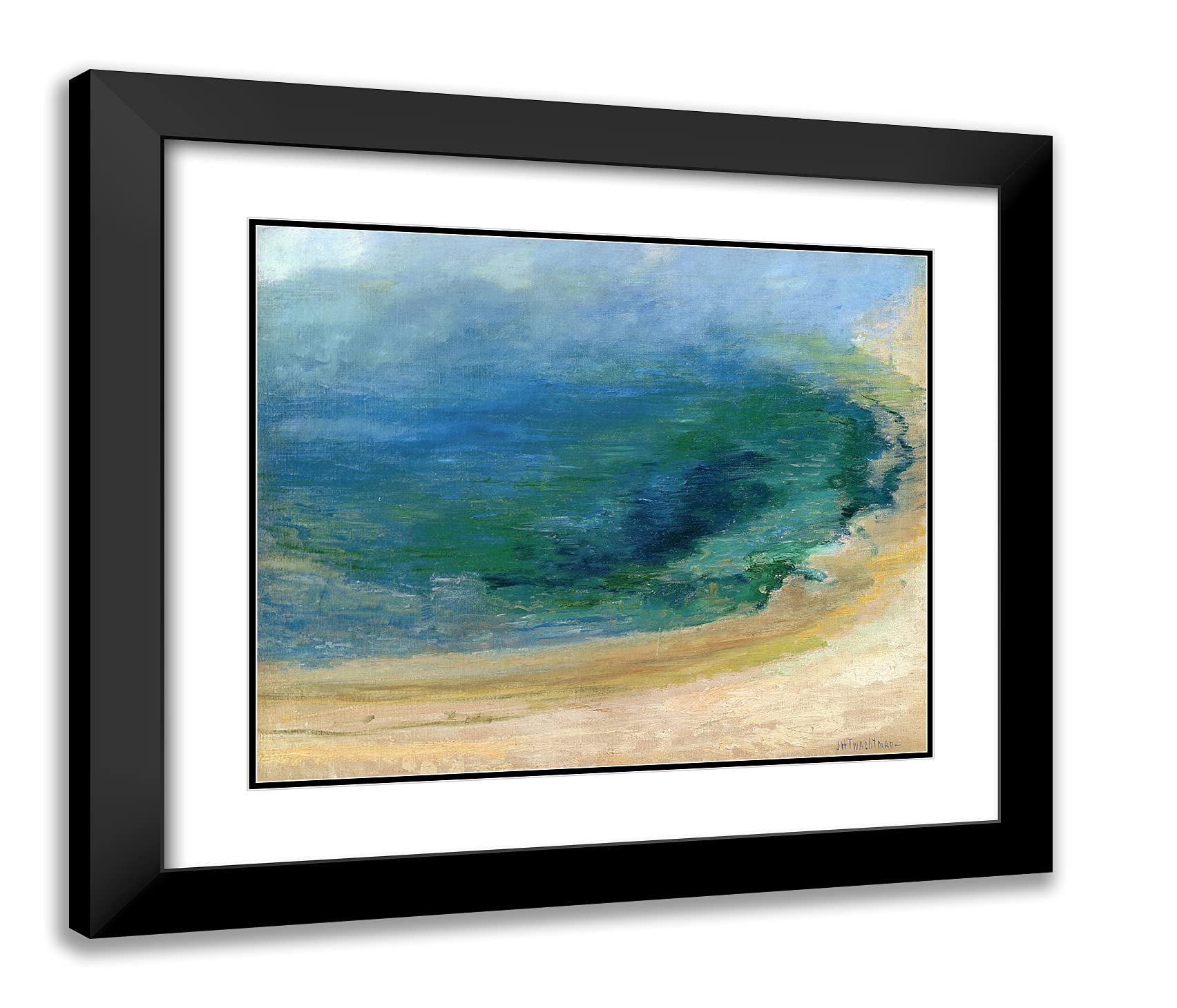 John Henry Twachtman Edge of the Emerald Pool Yellowstone - 23x20 Inch Black Modern Framed Art Print with Double Matting - Wall Decor for Living Room, Bedroom, Office & Gallery Display