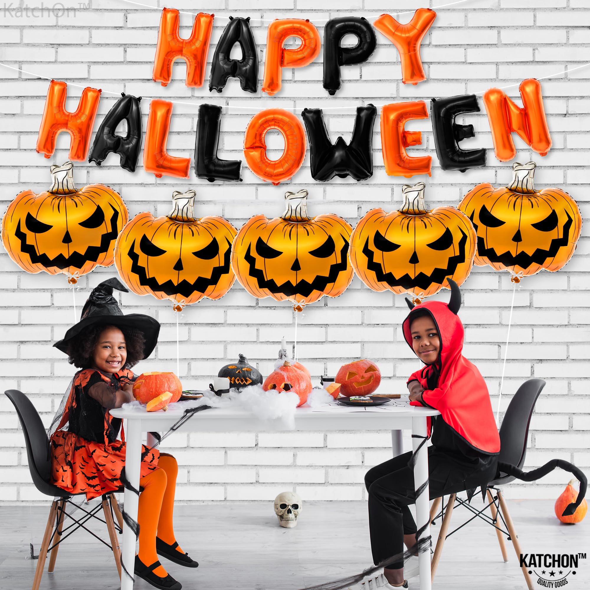 KatchOn Happy Halloween Balloons Decorations - Pack of 20 | Jack O Lantern & Spooky Pumpkin Balloons for Halloween Party Decor | Perfect for Home, Yard, and Classroom Halloween Celebrations