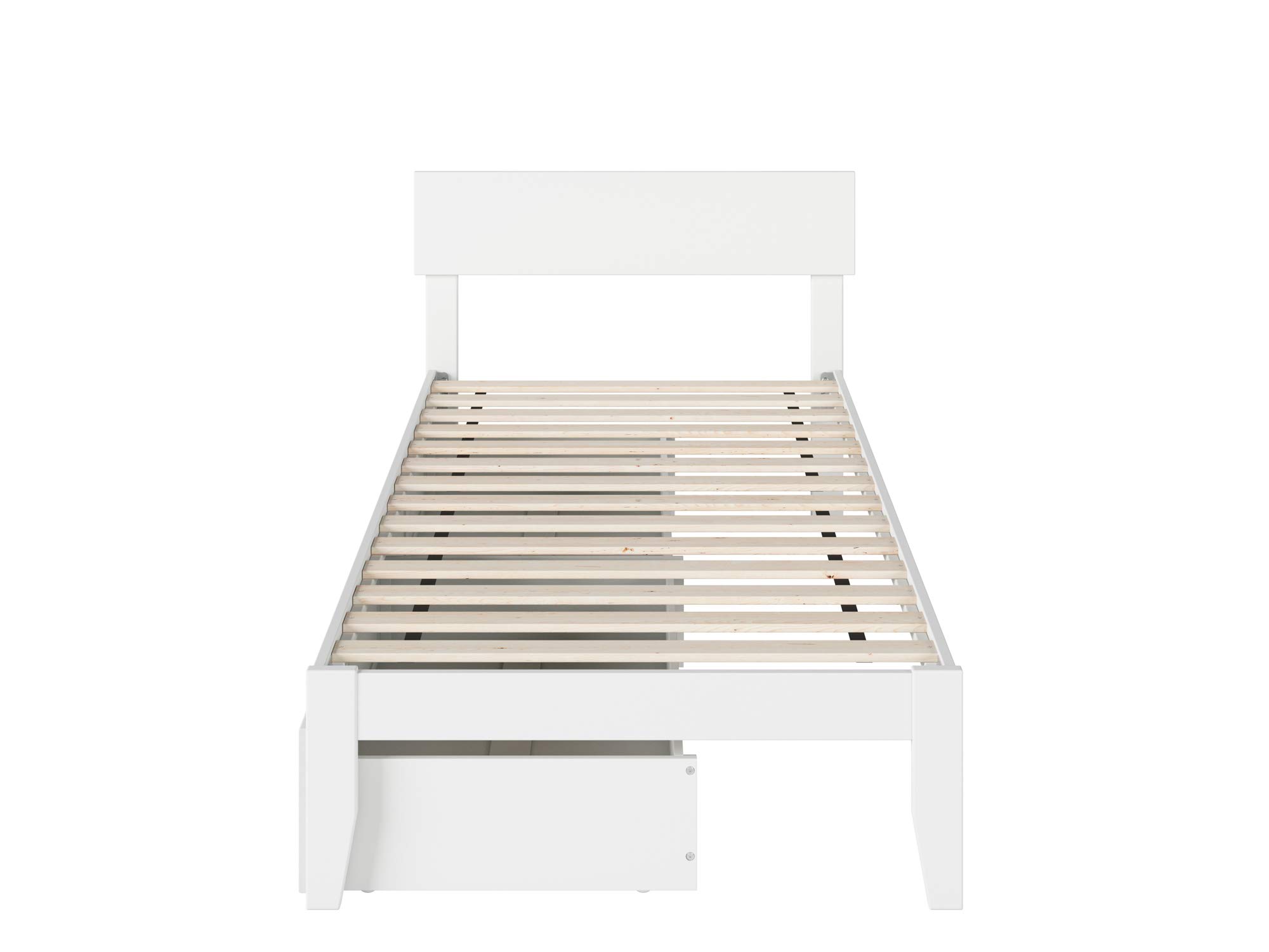 AFI White Twin XL Boston Bed Frame with Underbed Storage Drawers - Space-Saving Bedroom Furniture for Small Apartments & Dorm Rooms