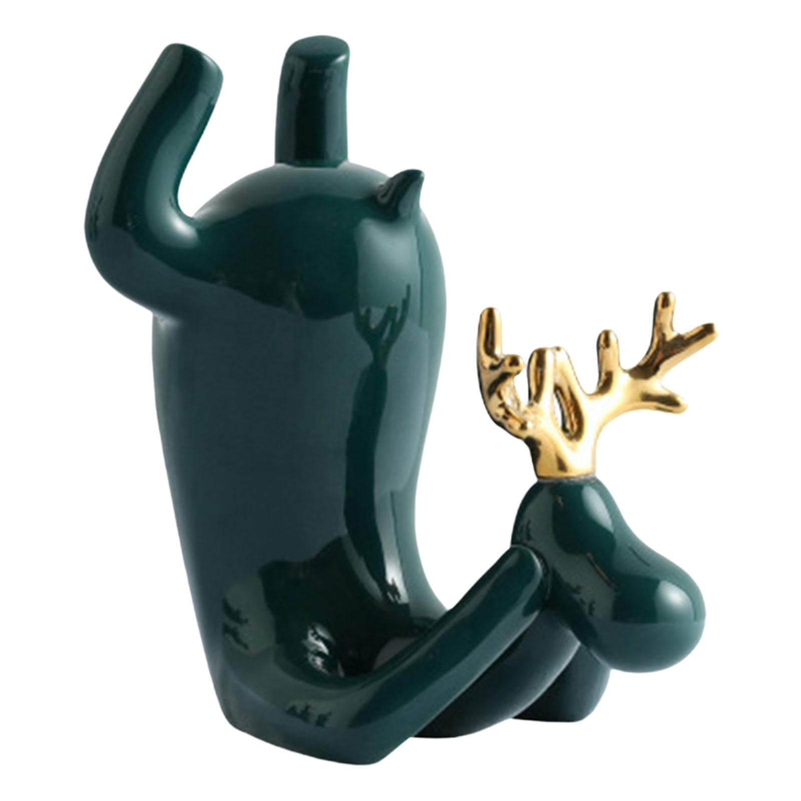Fenteer Decorative Wine Rack - Ceramic Elk Statue Wine Storage Holder for Kitchen, Pantry, Countertop, Tabletop (17x20cm) | Perfect for Home Bar, Dining Room & Gift Giving