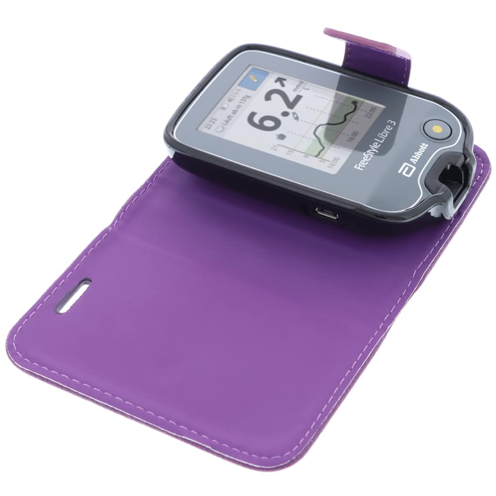 Freestyle Libre 3 Protective Case - Purple Book Style Cover for Abbott Glucose Monitor | Durable Diabetes Accessory for Travel & Daily Use