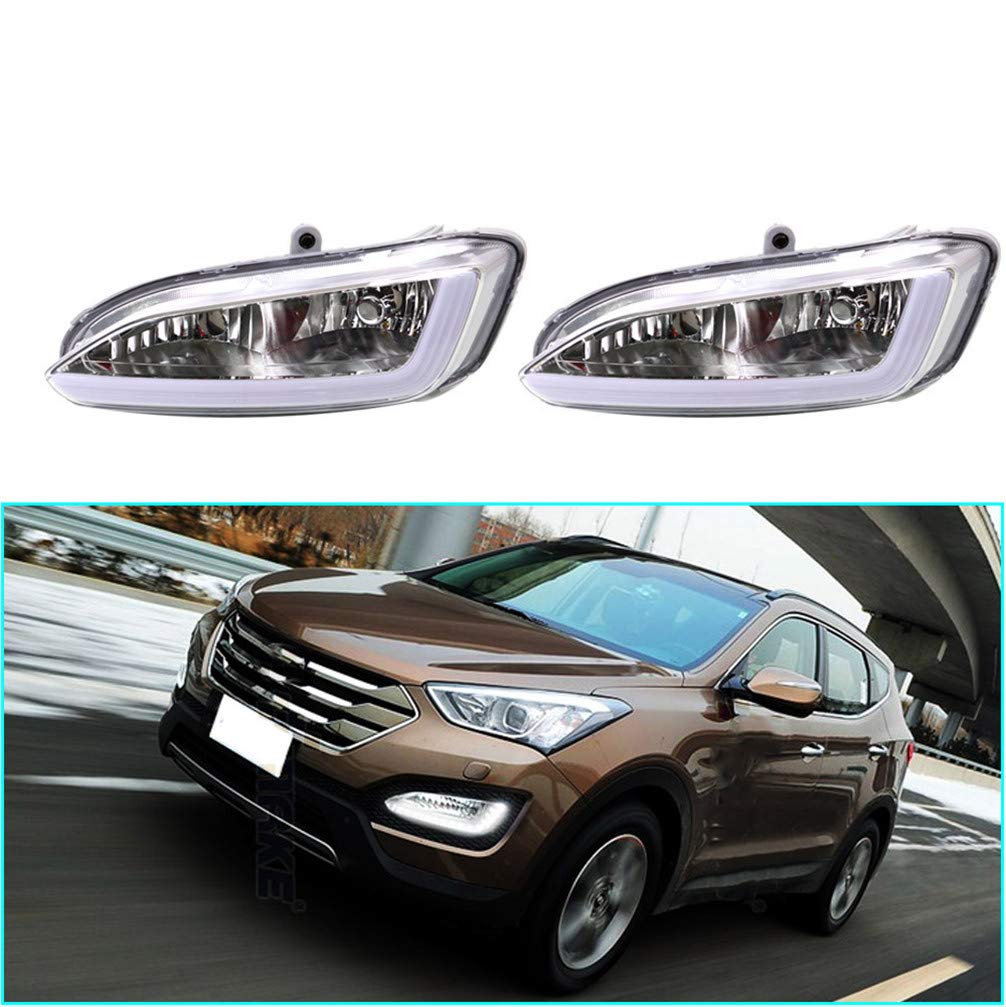 2014-2016 Hyundai Santa Fe Sport Super Bright LED Daytime Running Lights - DRL Fog Lights with Clear Lens for Front Bumper & Side Marker | Perfect for Night Driving, Off-Road Adventures & Enhanced Visibility