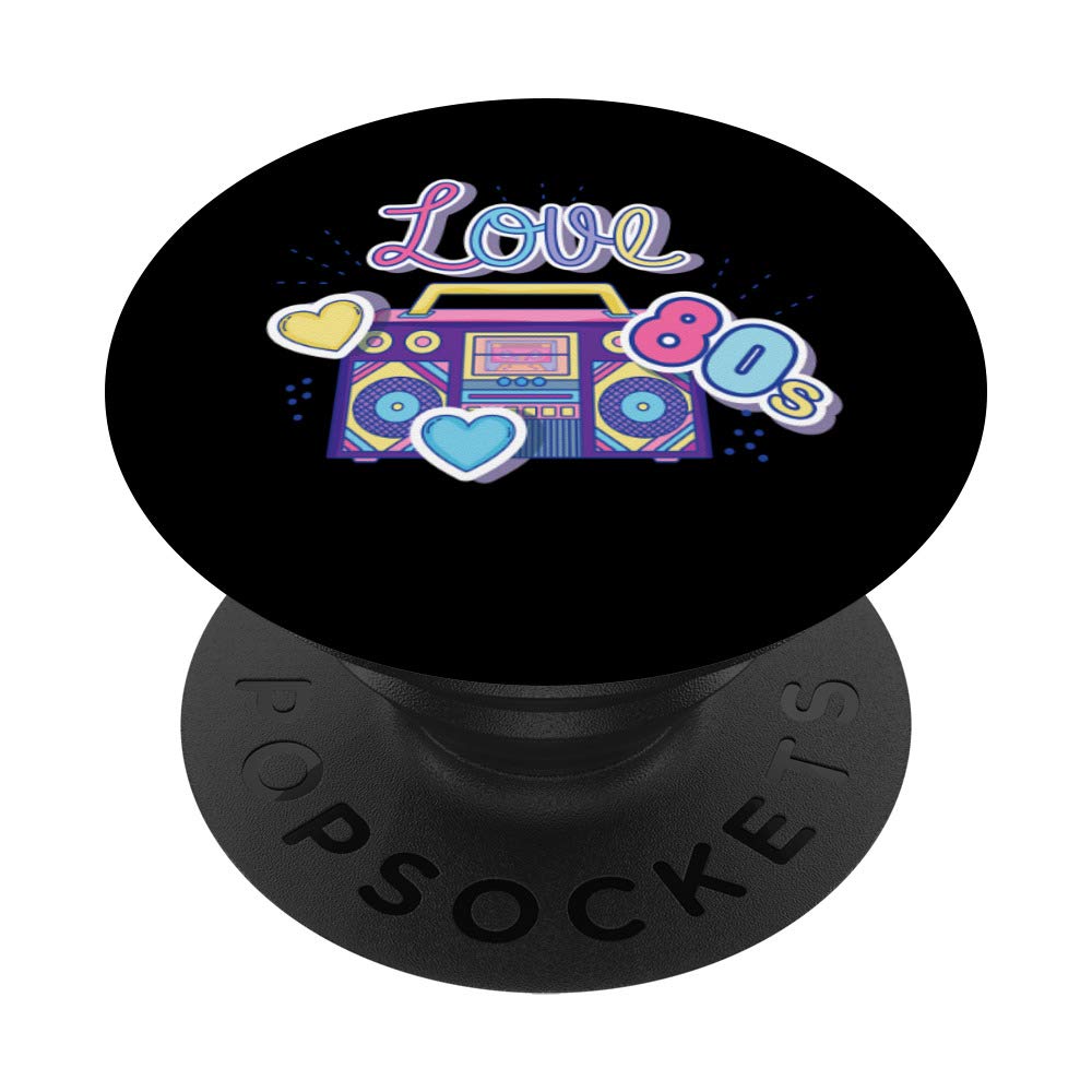 Vintage 80s Retro Bluetooth Boombox Radio - Portable Music Player with PopSockets PopGrip, Swappable Phone & Tablet Grip - Perfect for 80s Theme Parties, Retro Decor & Nostalgic Gifts