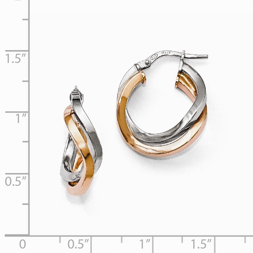925 Sterling Silver Rose Gold Plated Hoop Earrings - 23mm x 19mm Dainty Tube Hoops for Women, Perfect for Everyday Wear, Date Night & Gift Giving
