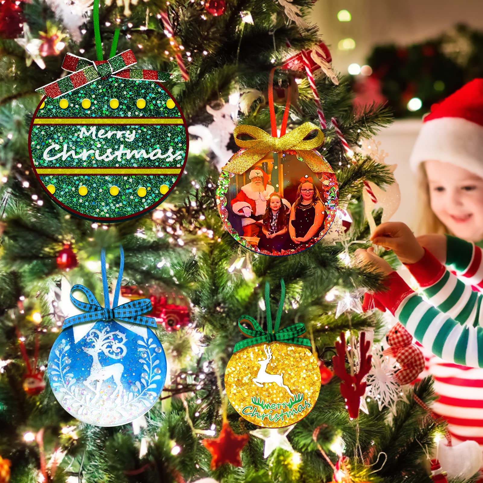 Juome 4-Piece Round Silicone Christmas Ornament Molds for Epoxy Resin DIY Crafts - Perfect for Making Keychains, Pendants & Tree Decorations (Holiday Gifts & Home Decor)