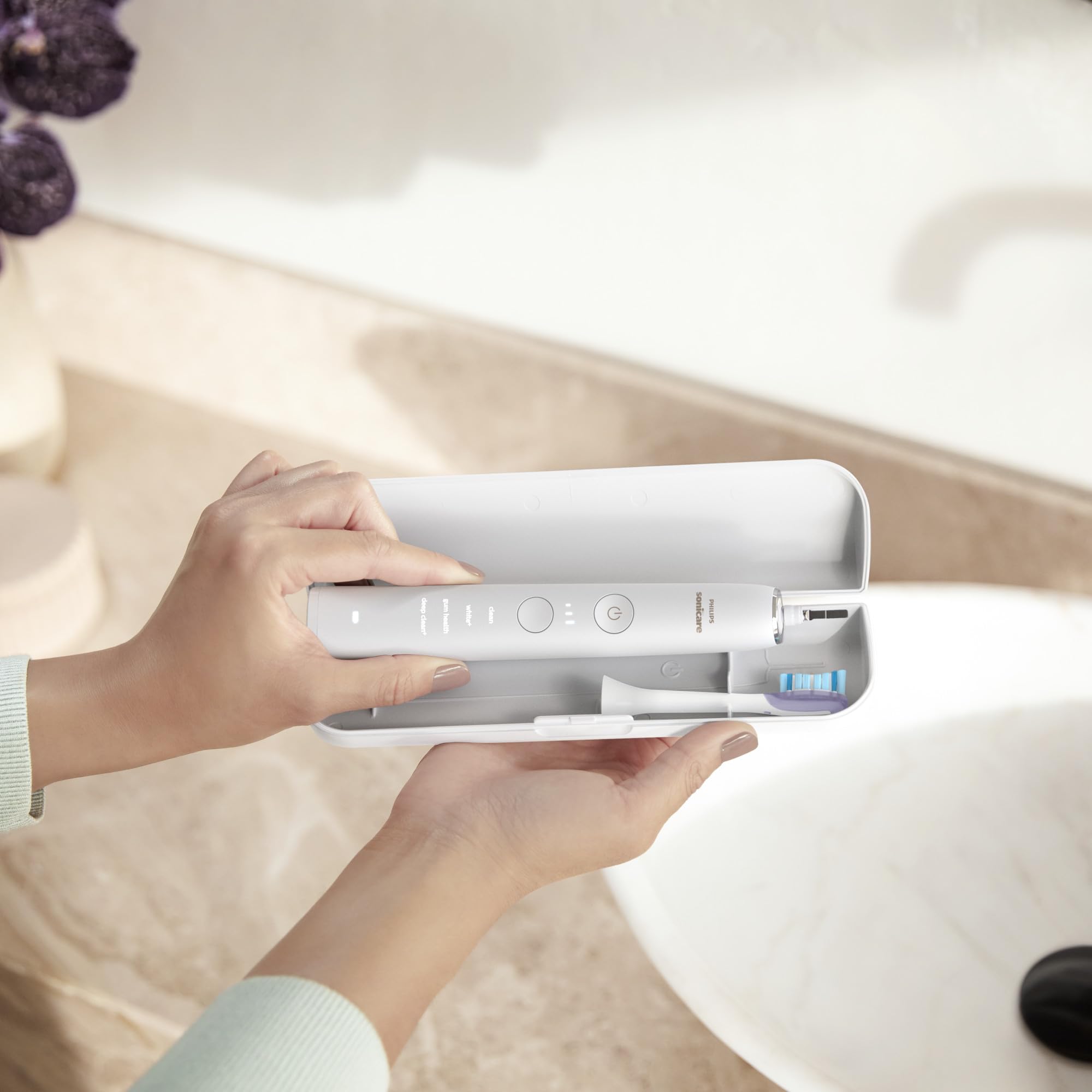 Philips Sonicare DiamondClean 9000 Special Edition Rechargeable Electric Toothbrush - HX9911/93 (White) | Professional Teeth Cleaning for Whitening & Gum Care | Perfect for Travel & Home Use