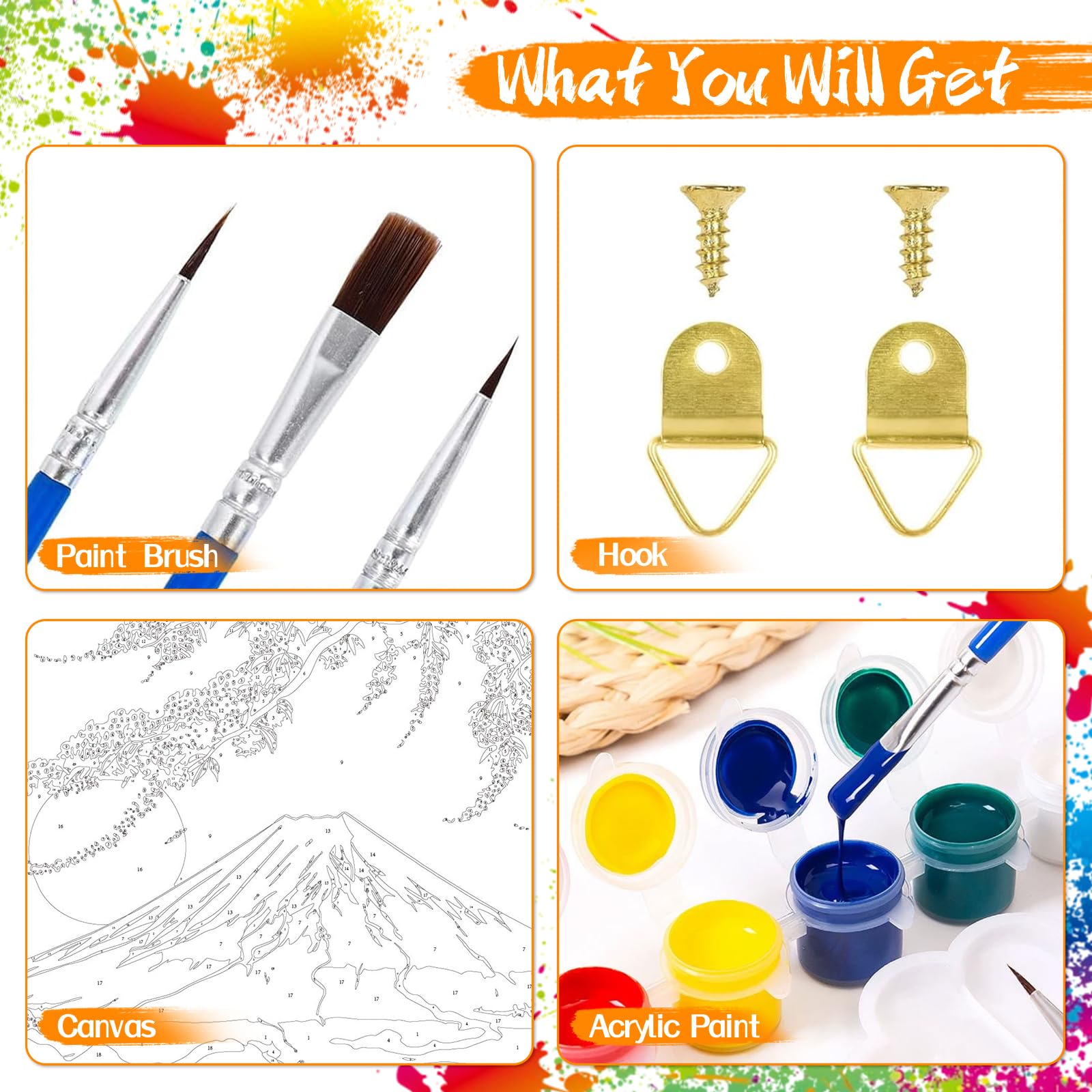SDYJQ Japanese Mount Fuji Paint by Numbers Kit for Adults - DIY Art Painting for Relaxation & Home Wall Decor (16x20 in) - Perfect for Stress Relief, Gifts & Living Room Decor