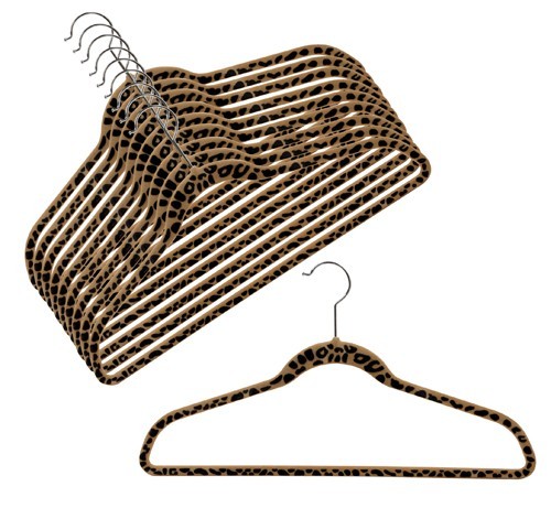Slim Line Printed Cheetah Shirt and Pant Hanger - Space Saving Closet Organizer for Dresses, Blouses, Trousers - Perfect for Home, Office, and Travel Wardrobe Storage