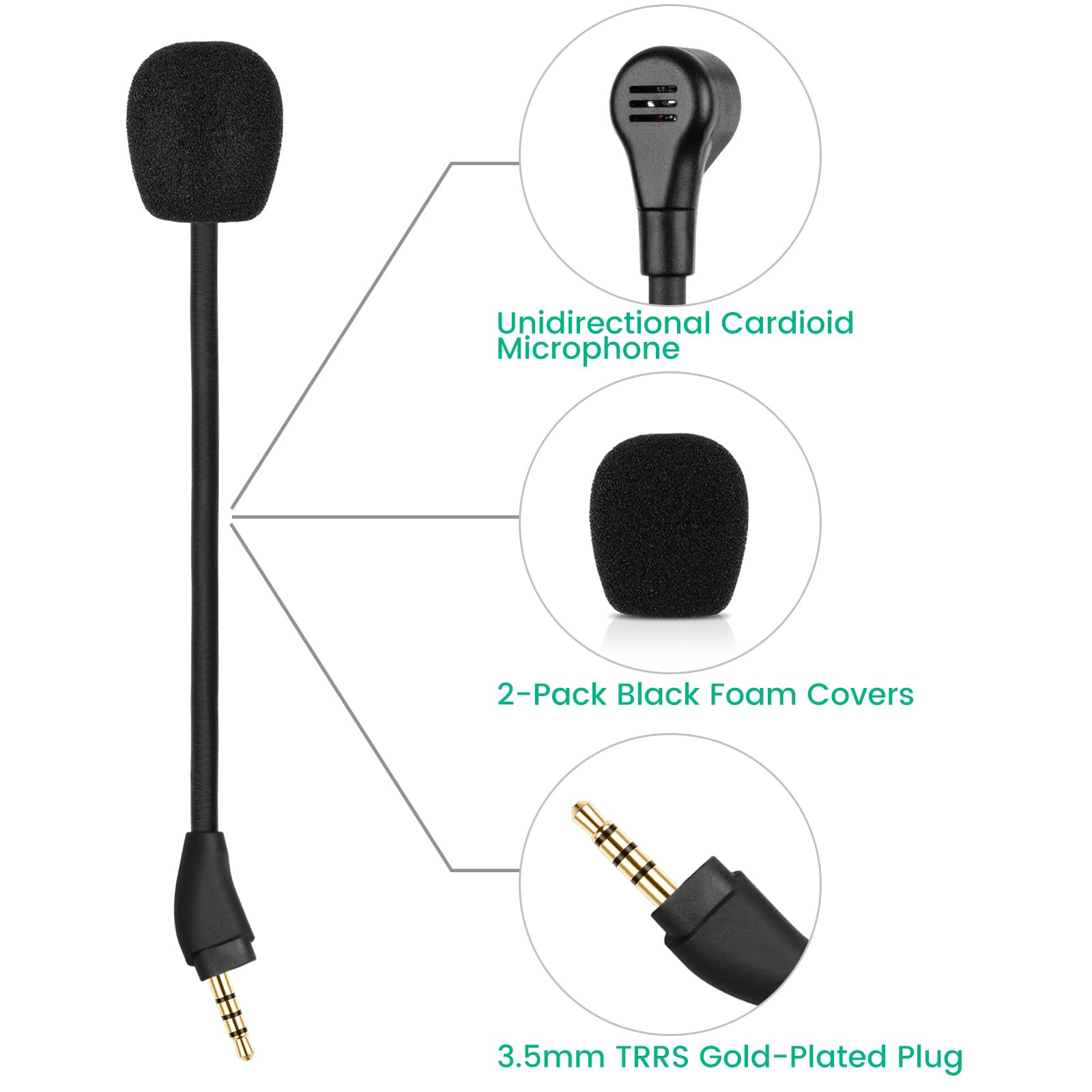 HyperX Cloud III/Cloud 3 Replacement Microphone - Detachable 3.5mm Noise Cancelling Boom Mic for Gaming Headsets - Compatible with PC, Xbox One, PS4, PS5 - Perfect for Online Gaming, Streaming & Voice Chat