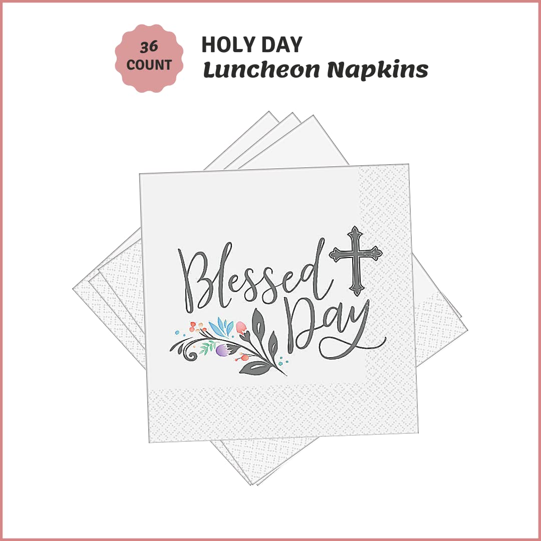 18-Piece Holy Day Religious Party Supplies Set - Disposable Baptism Christening Wedding Confirmation Tableware with Dove Balloon Decorations | Perfect for Church Events, Baby Showers & Christian Celebrations