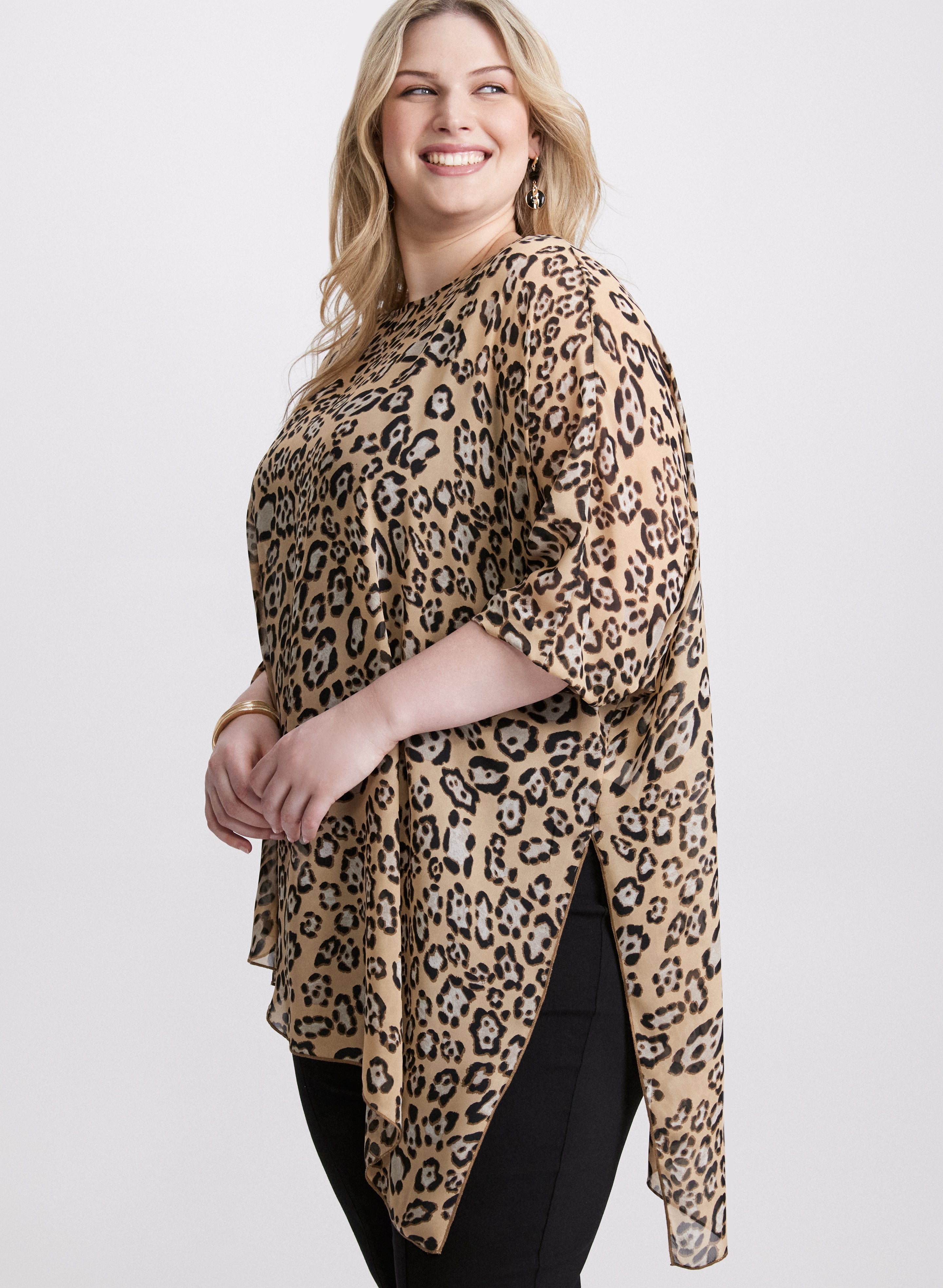 Stylish Asymmetric Animal Print Blouse for Women - Trendy Leopard Print Top for Casual Wear & Night Out