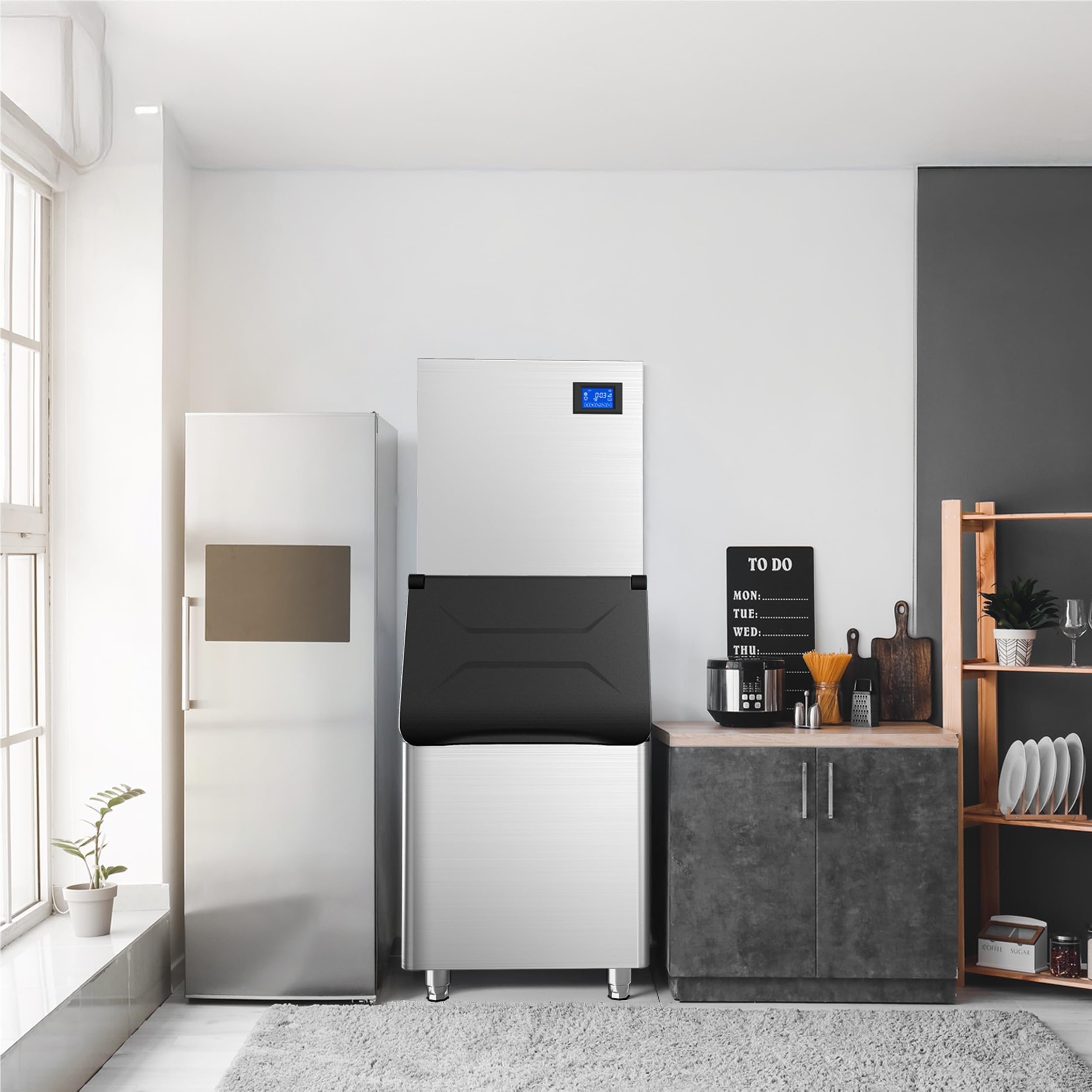 Commercial Ice Maker Machine 530Lbs/24H, Stainless Steel Industrial Ice Machine with 350Lbs Storage - Ready in 7-13 Minutes for Bars, Cafes, Restaurants & Commercial Use - Perfect for Beverage Service, Food Preservation & Large Events