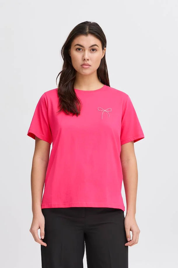 Hanna Women's Casual T-Shirt - Soft Cotton Short Sleeve Tee in Pink Yarrow | Perfect for Everyday Wear, Weekend Outfits & Summer Fashion