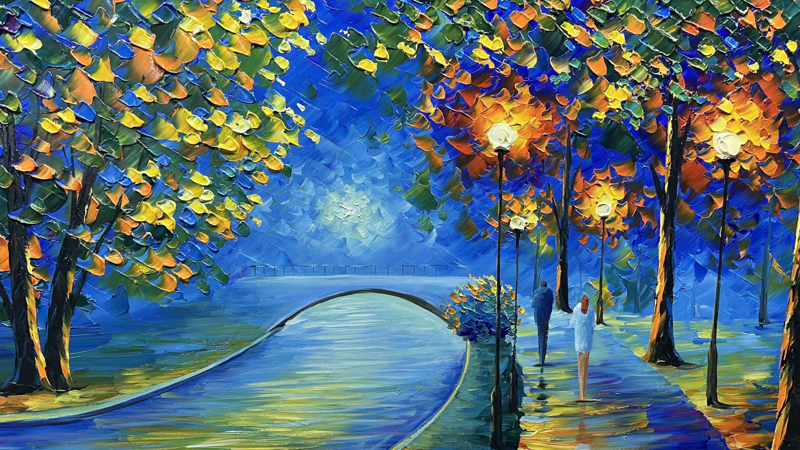 YaSheng Art - Handmade Textured Tree Abstract Landscape Oil Painting on Canvas, Contemporary Wall Art for Home & Office Decor, 24x48 Inch - Perfect for Living Room, Bedroom, or Office Wall Decorations