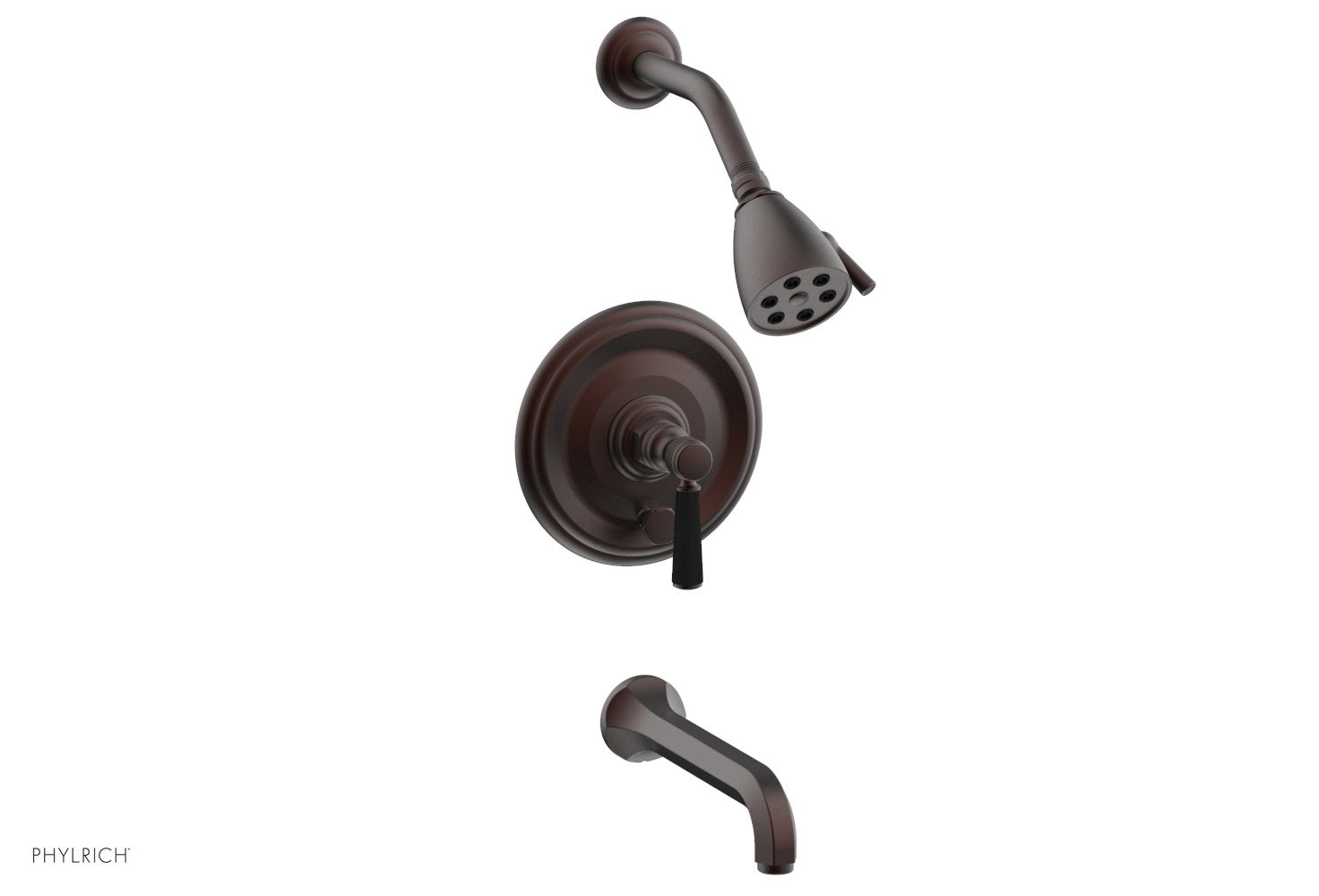 HEX TRADITIONAL Pressure Balance Tub and Shower Faucet Set - Satin Black Finish with Lever Handle (Model 500-27) | Perfect for Bathroom Renovation & Modern Home Decor