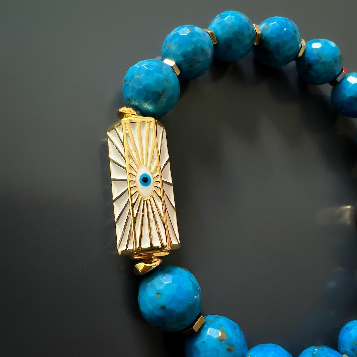 Evil Eye Protection Bracelet with Turquoise Beads - Spiritual Jewelry for Good Luck & Positive Energy | Perfect for Meditation, Yoga & Everyday Wear