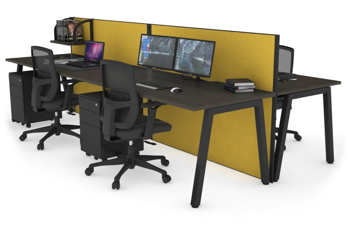 Horizon Quadro 4-Person Office Workstation Bench with A-Legs - 1800L x 800W Dimensions & Cable Management Scallop - Perfect for Collaborative Workspaces & Open Office Environments