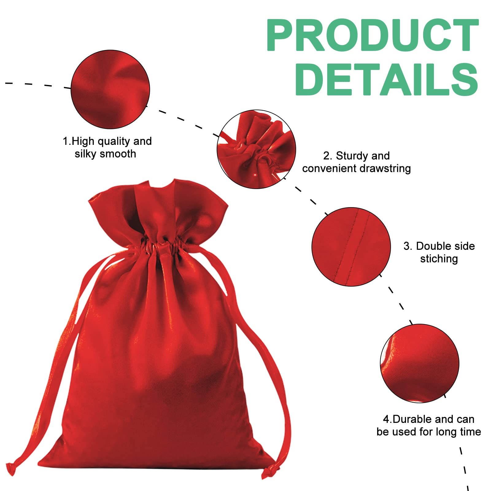30pcs Red Satin Drawstring Gift Bags 6x9.5 Inch - Christmas Wedding Party Favors, Jewelry Pouches, Small Gift Packaging for Holidays, Birthdays & Special Occasions