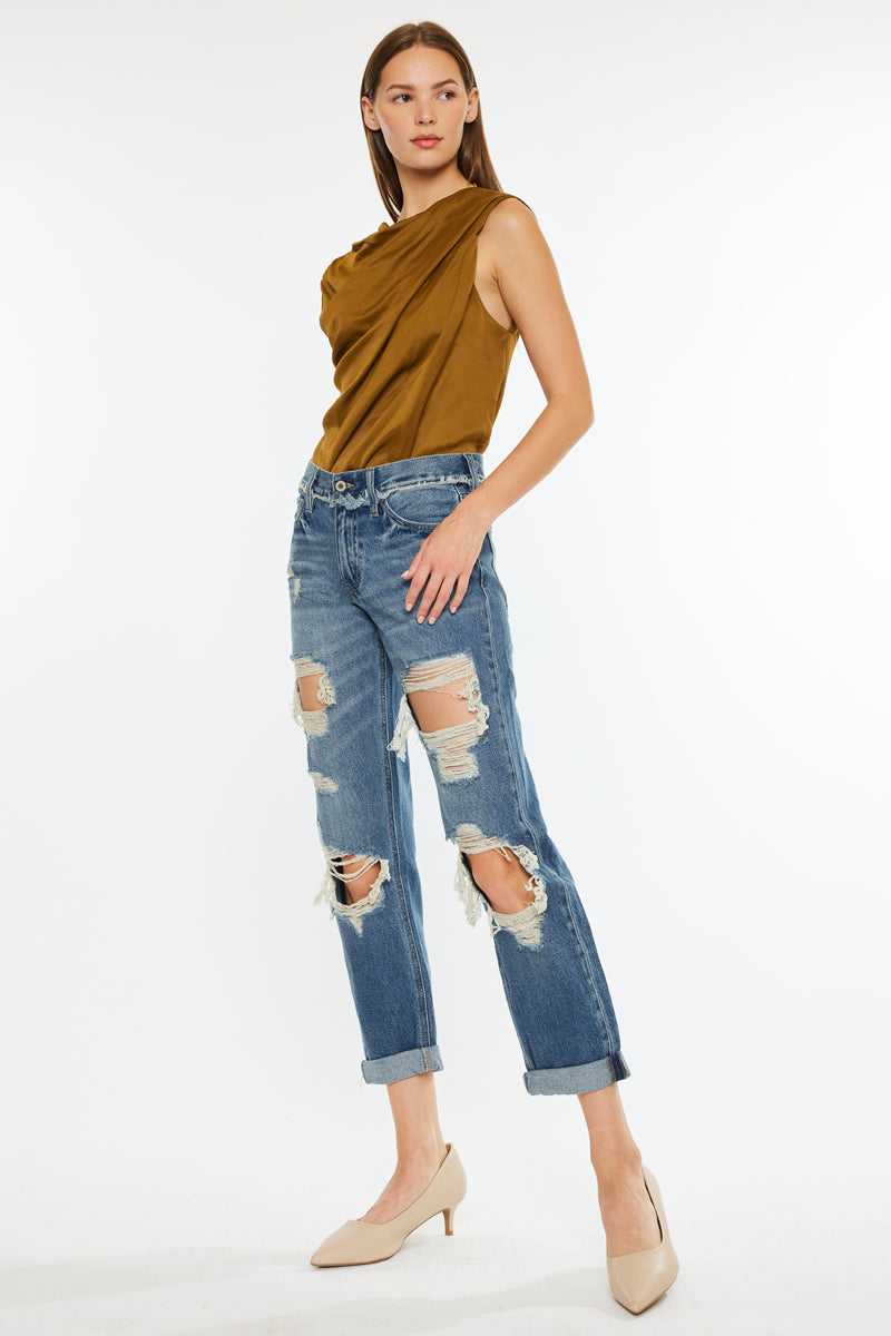 Janelle Mid Rise Boyfriend Jeans - Women's Relaxed Fit Denim Pants for Casual Wear | Perfect for Everyday Outfits, Weekend Errands & Coffee Dates