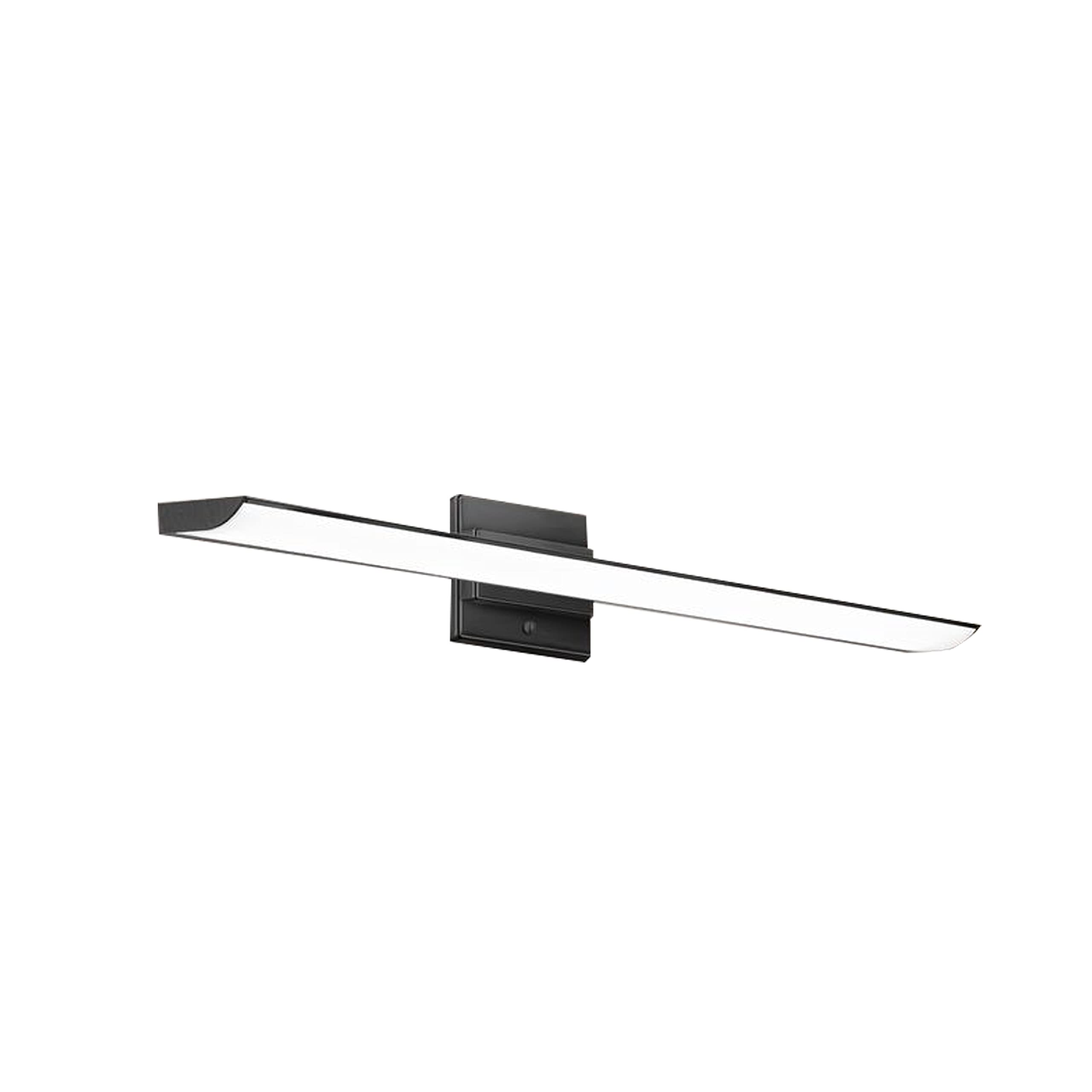 EGLO 202075A Tabiano 1-Light Modern Vanity Light - Dimmable LED Wall Sconce with Satin Glass Shade, 23-Inch Matte Black Bathroom Mirror Lighting Fixture for Bedroom, Hallway & Dressing Room