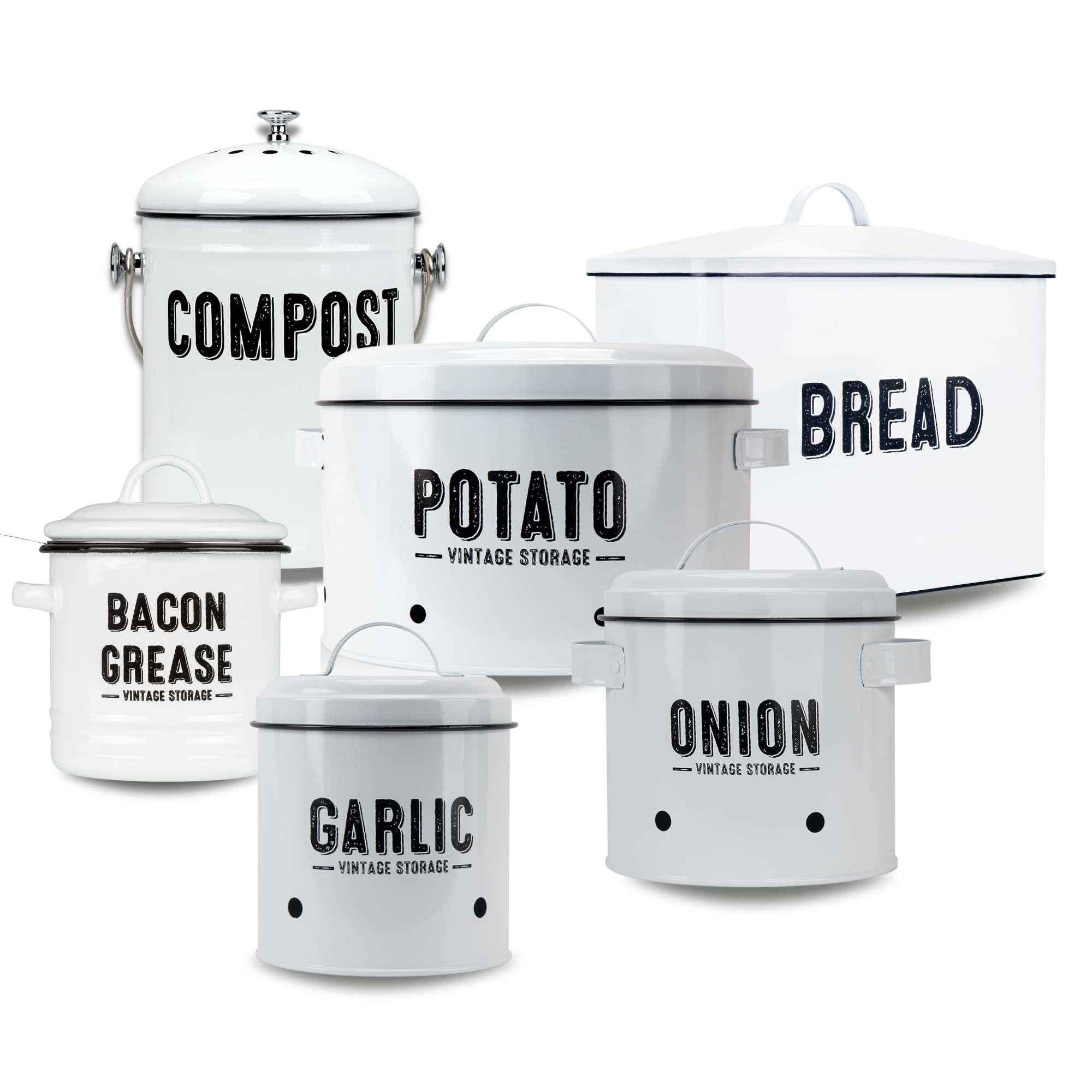 Granrosi Large Farmhouse Bread Box with Metal Lid - White Bread Storage Container for Kitchen Countertop - Perfect for Storing Bread, Baguettes, Rolls & Pastries to Keep Fresh Longer