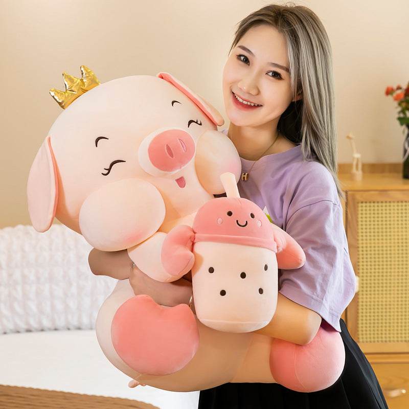 Giant Boba Baby Pig Plush Toy - Super Soft Stuffed Animal for Kids, Cute Kawaii Plushie for Girls & Boys, Perfect Gift for Birthday & Christmas - Great for Cuddling, Room Decor, and Playtime