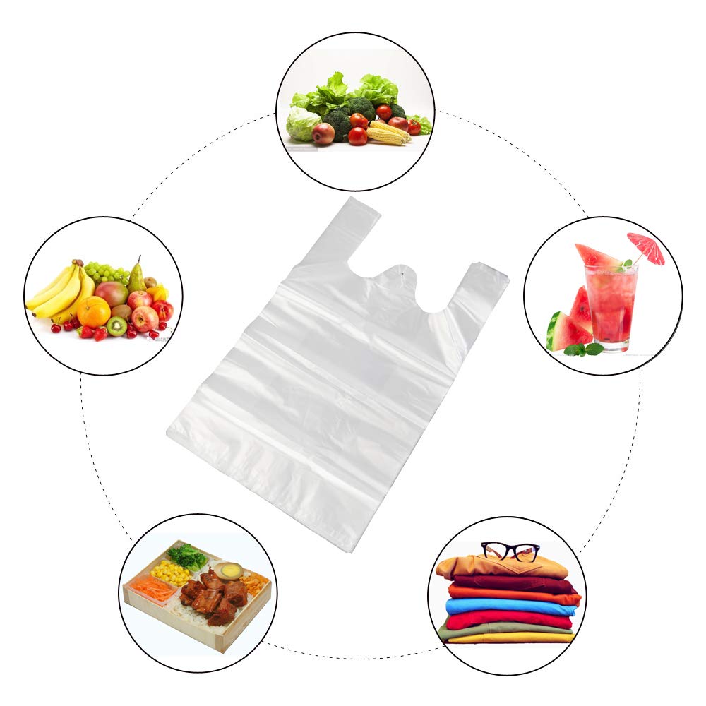 Morcte Clear Plastic T-Shirt Shopping Bags with Handles - 800 Pack | Durable Grocery Bags for Retail Stores, Boutiques & Clothing Shops | Perfect for Merchandise Display & Customer Convenience