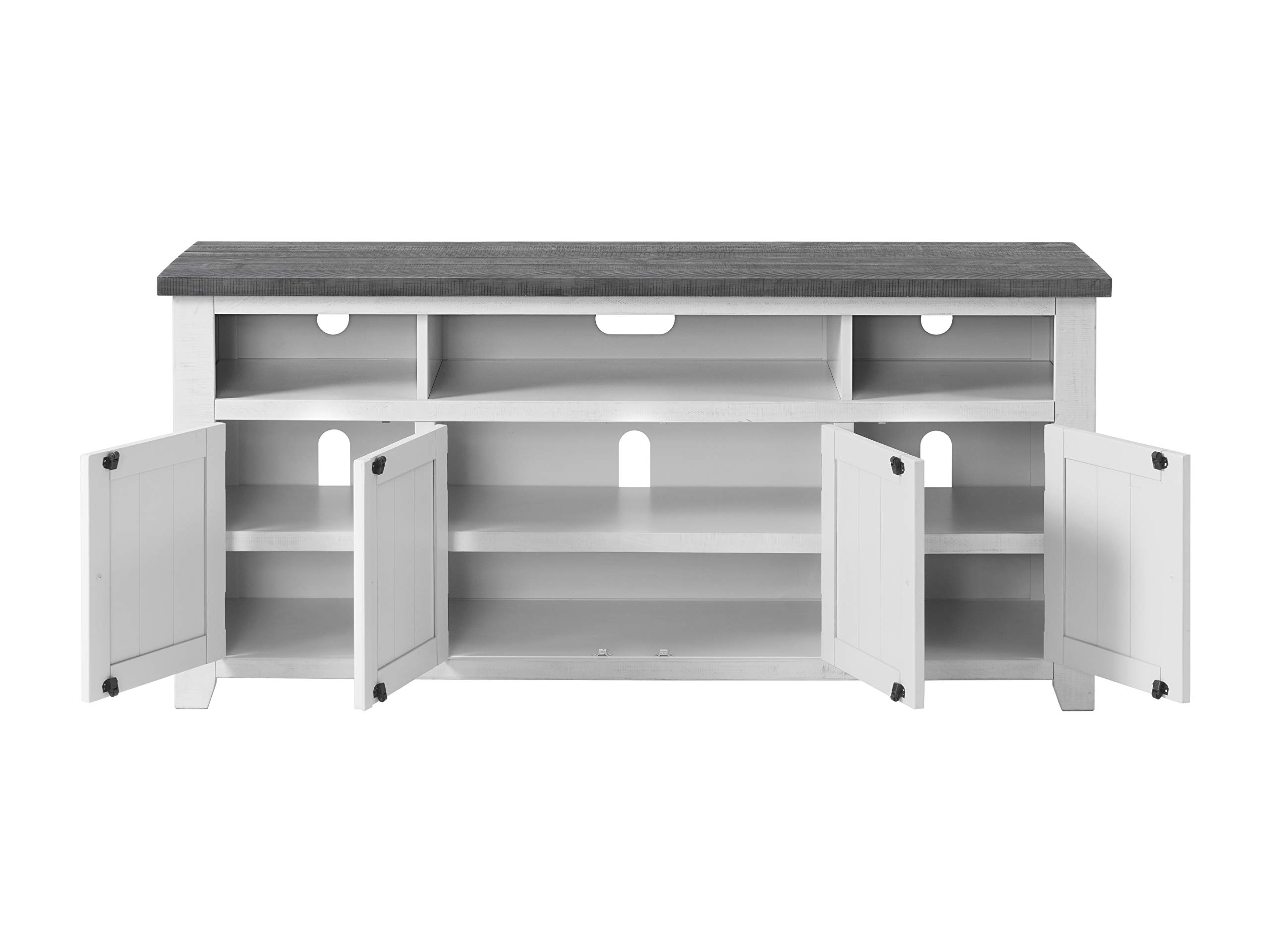 Martin Svensson Home Foundry 65 Inch TV Stand with Grey Top - Modern White Wooden Entertainment Center for Living Room, Bedroom & Home Theater